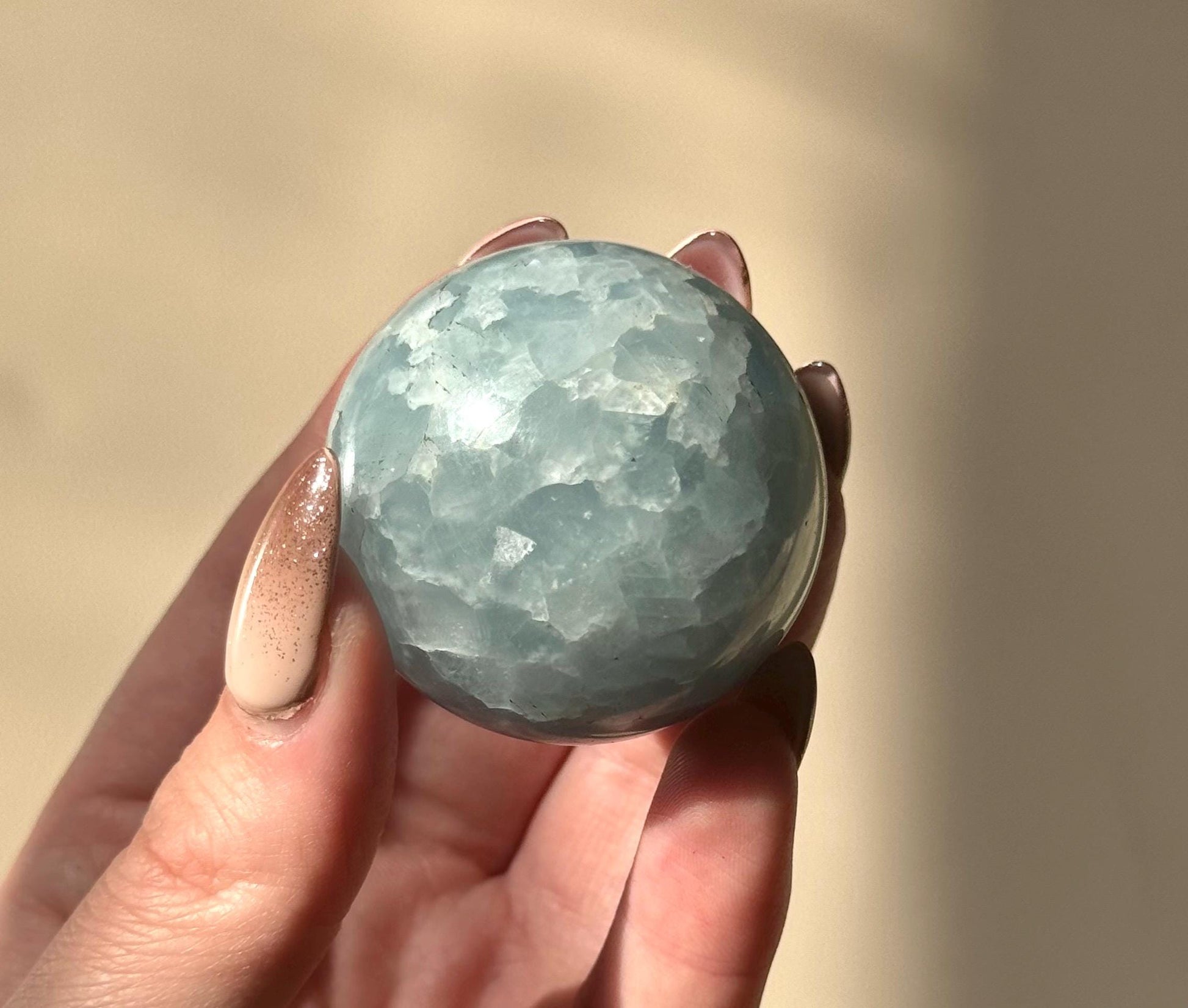Beautiful Blue Calcite Sphere | 40mm Blue Calcite Crystal Ball