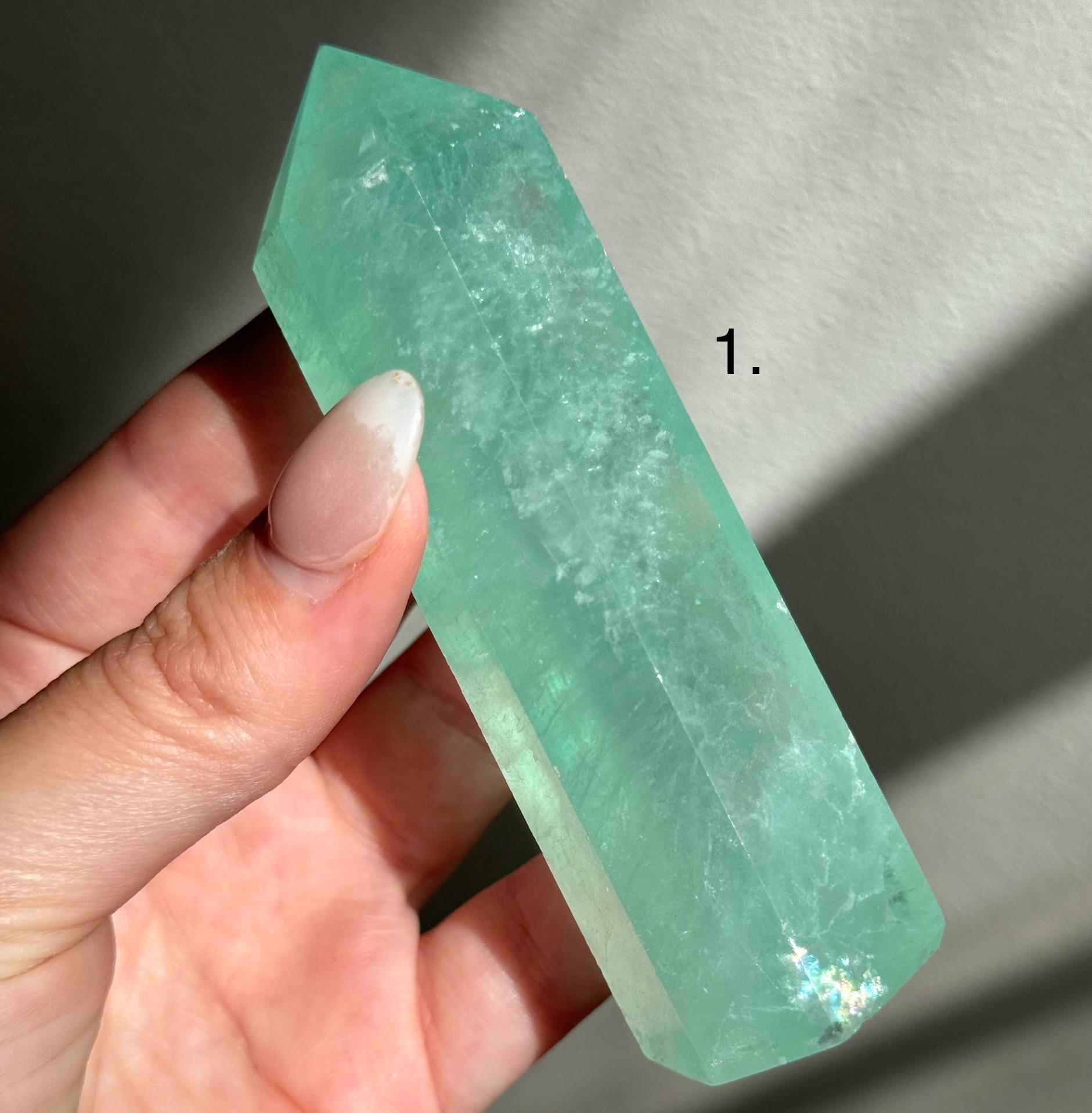 Beautiful Green Lake Fluorite Towers | One (1) Green Fluorite Obelisk