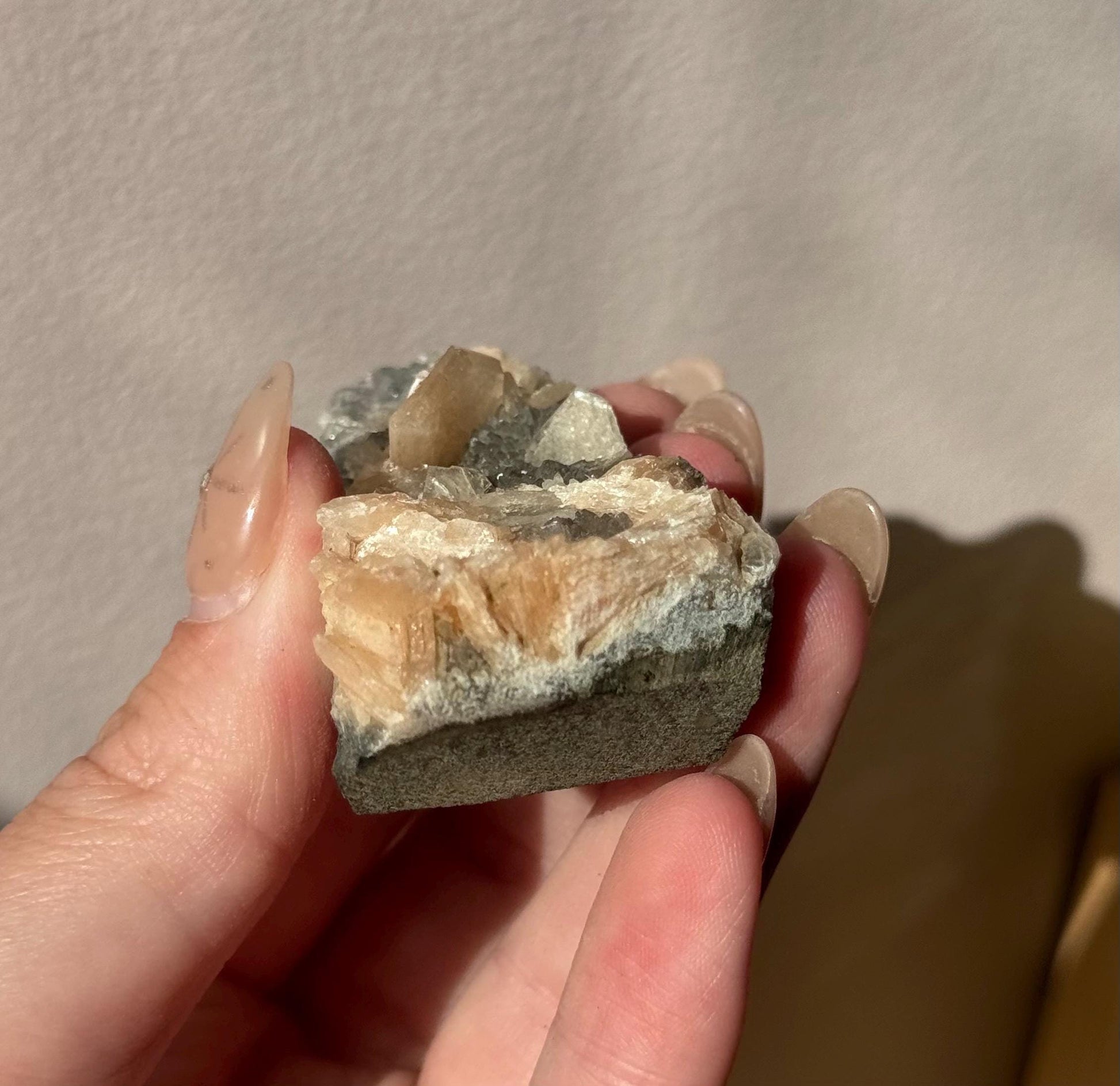 Beautiful Druzy Blue Chalcedony with Peach Stillbites Cluster from India