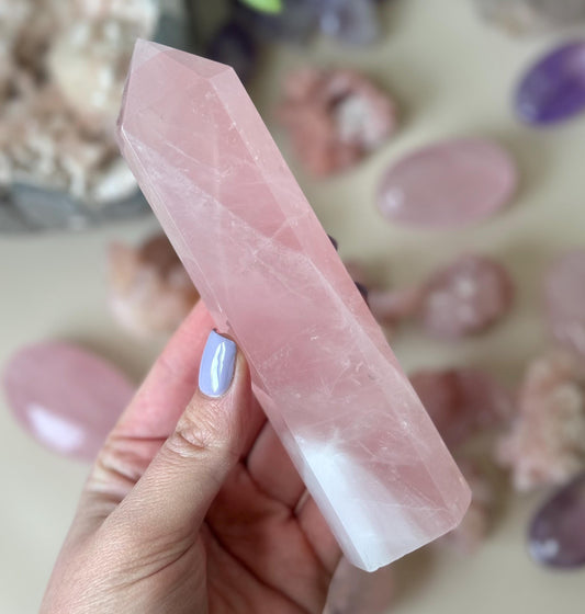 Beautiful Madagascar Rose Quartz Tower | Rose Quartz Generator from Madagascar