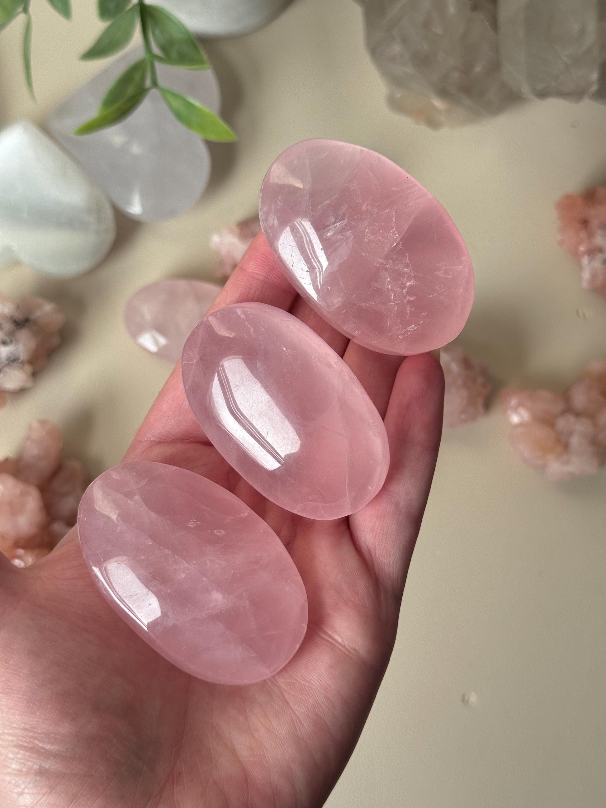 High Quality Rose Quartz Palm Stones from Madagascar | Rose Quartz Worry Stone
