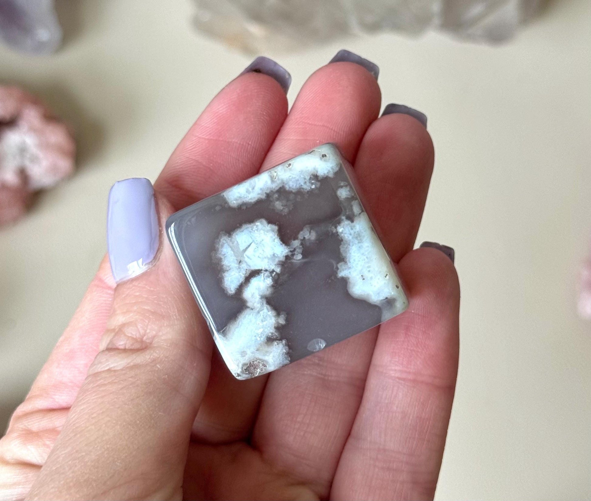 Beautiful Flower Agate Cube | Blue Flower Agate Block
