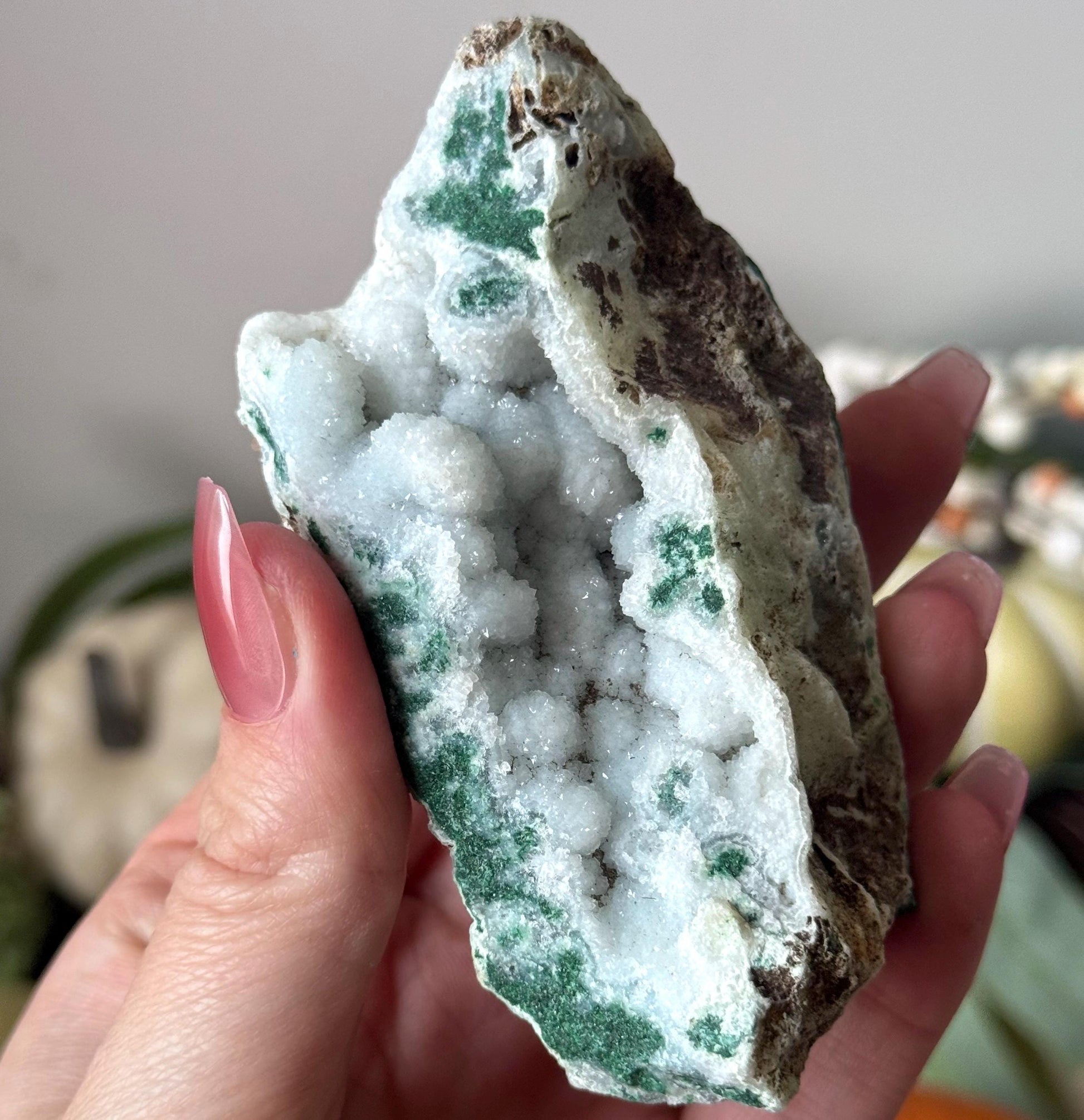 Gorgeous Malachite with Druzy Chalcedony & Quartz from Congo | Malachite Chalcedony Quartz
