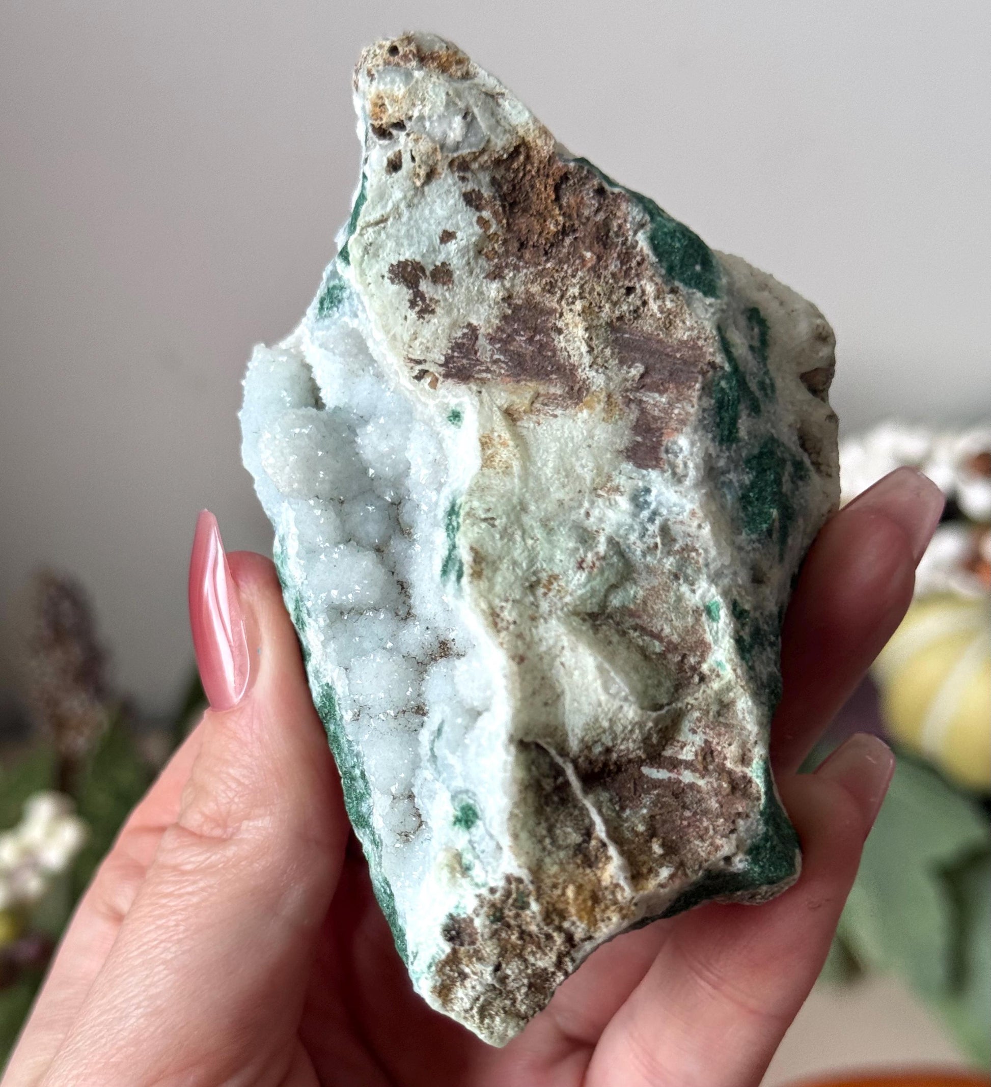 Gorgeous Malachite with Druzy Chalcedony & Quartz from Congo | Malachite Chalcedony Quartz