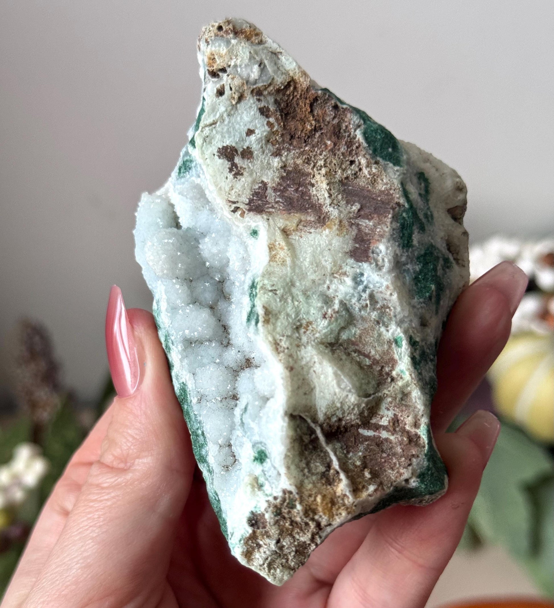Gorgeous Malachite with Druzy Chalcedony & Quartz from Congo | Malachite Chalcedony Quartz