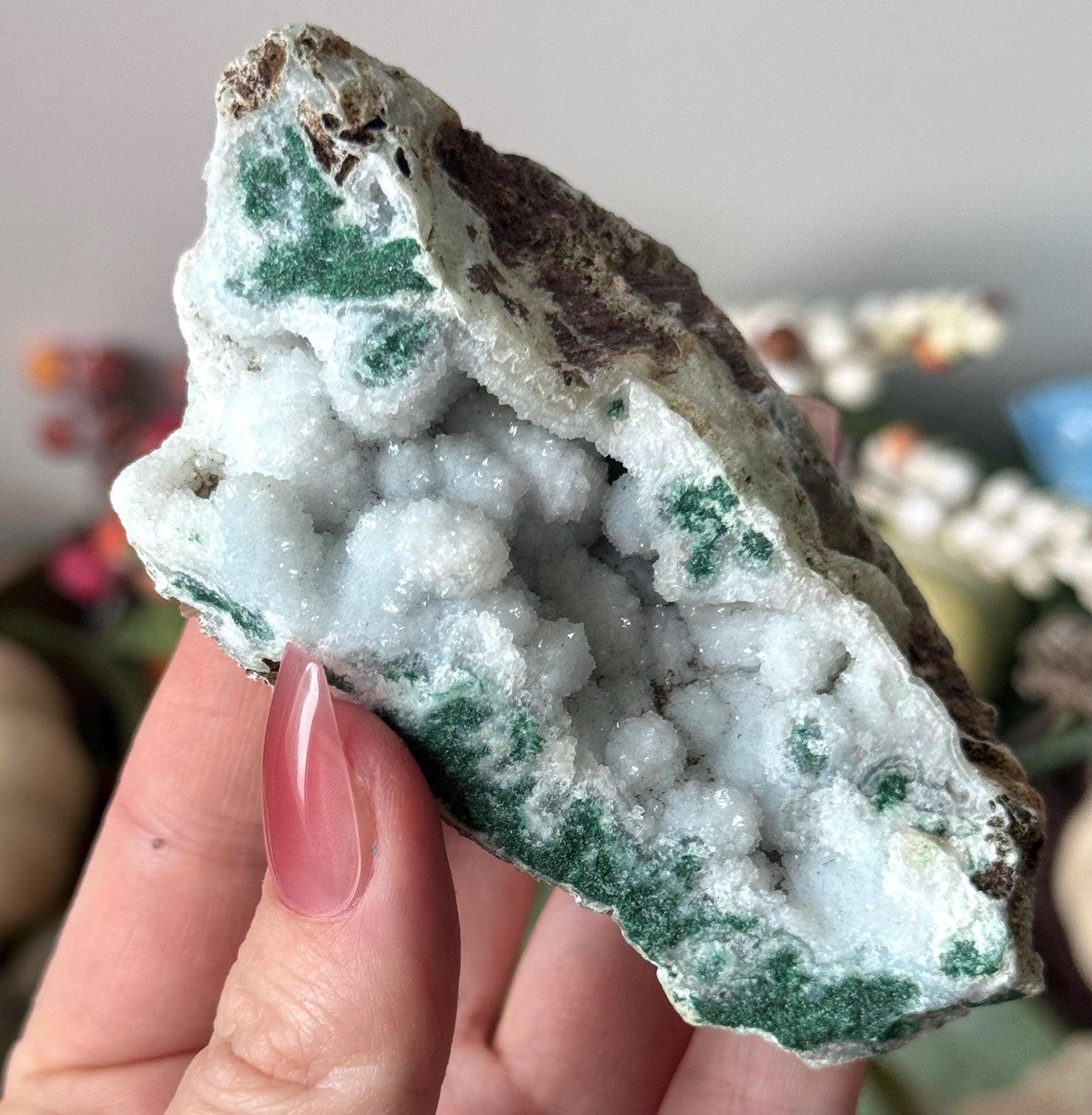 Gorgeous Malachite with Druzy Chalcedony & Quartz from Congo | Malachite Chalcedony Quartz