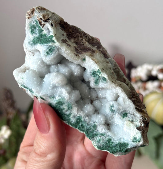 Gorgeous Malachite with Druzy Chalcedony & Quartz from Congo | Malachite Chalcedony Quartz