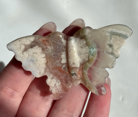 Beautiful Flower Agate Butterfly Carving | Flower Agate Carving