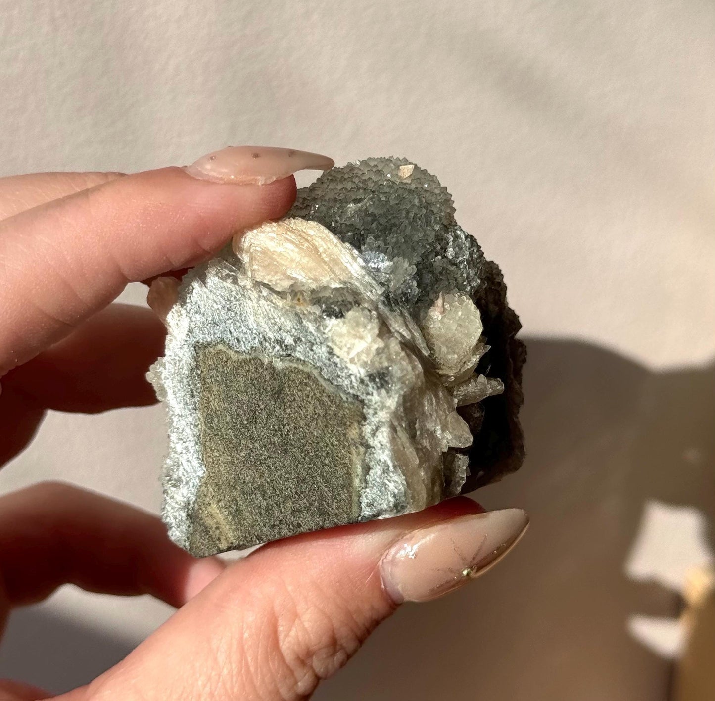 Beautiful Druzy Blue Chalcedony with Peach Stillbites Cluster from India