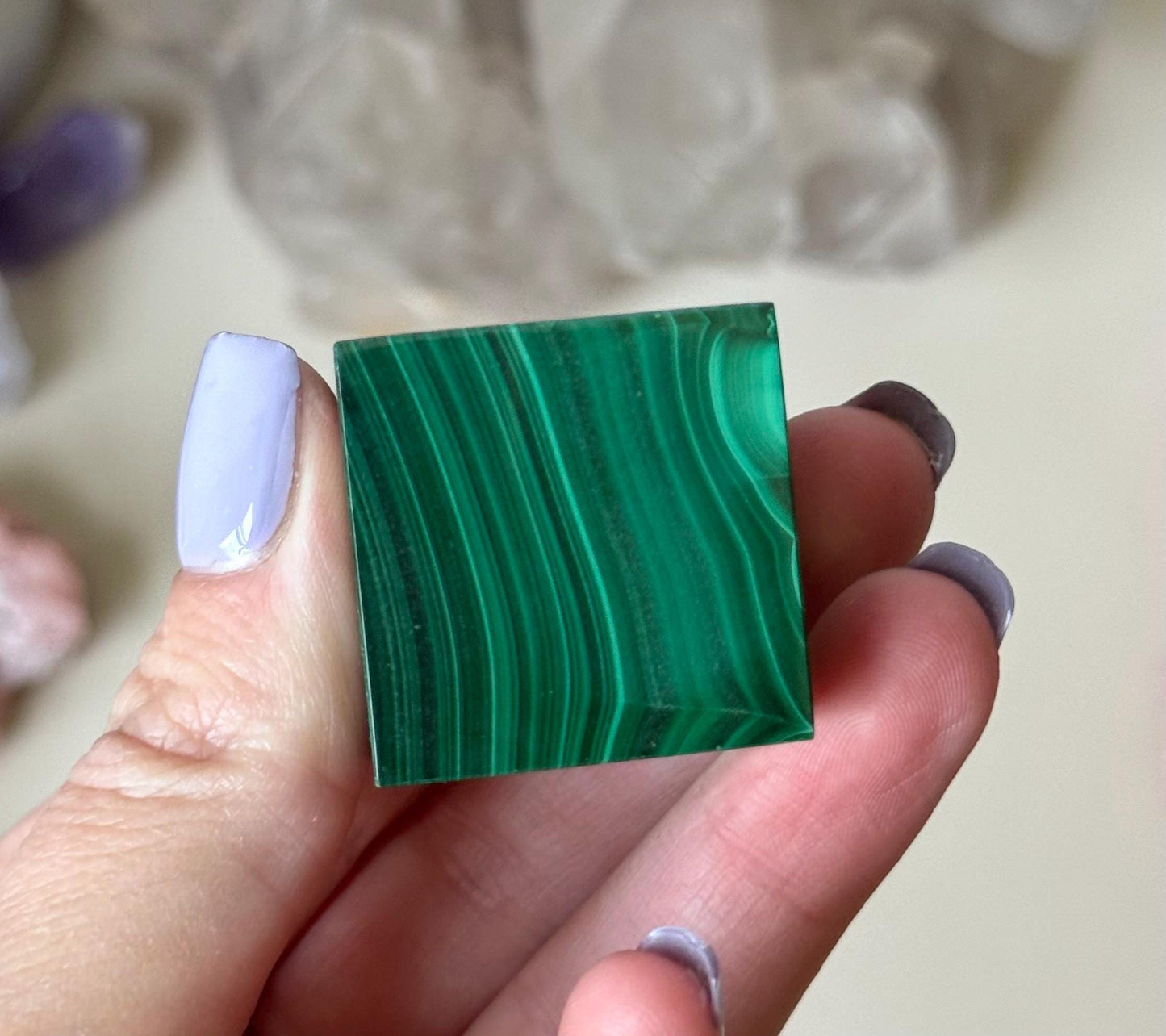 Beautiful Malachite Cube | Polished Banded Malachite Block