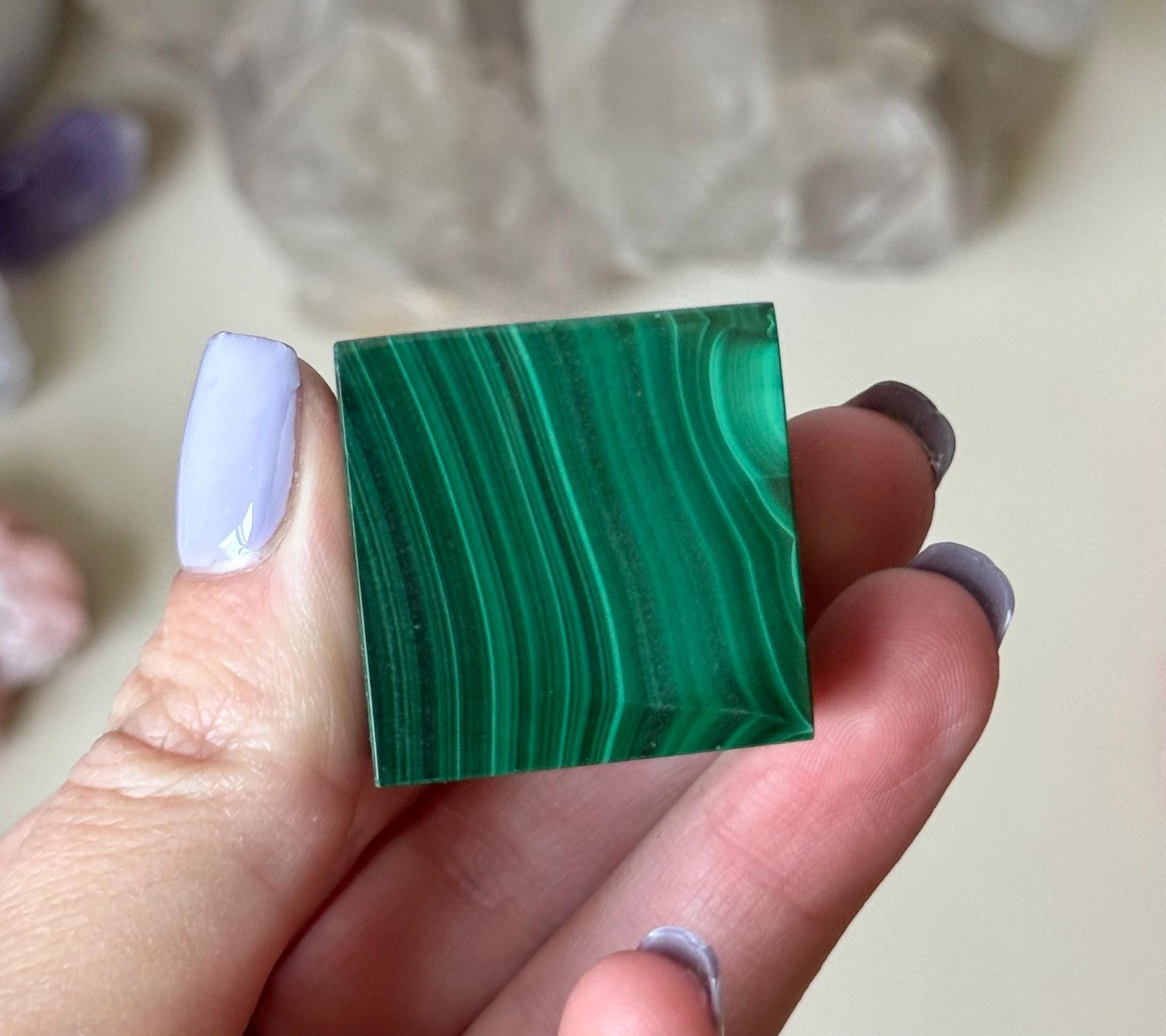 Beautiful Malachite Cube | Polished Banded Malachite Block