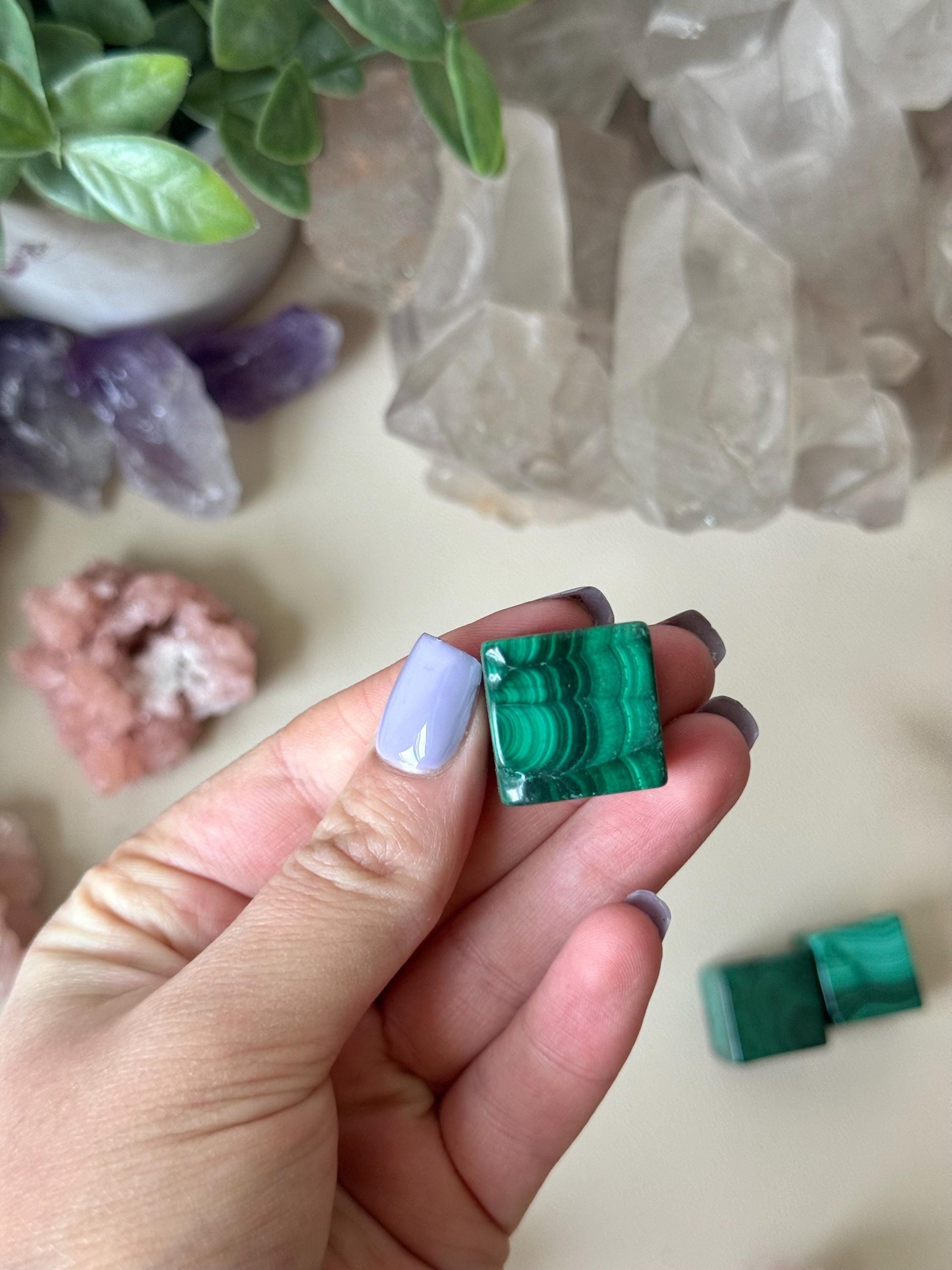 Beautiful Malachite Mini Cube Carving | Malachite Block Small