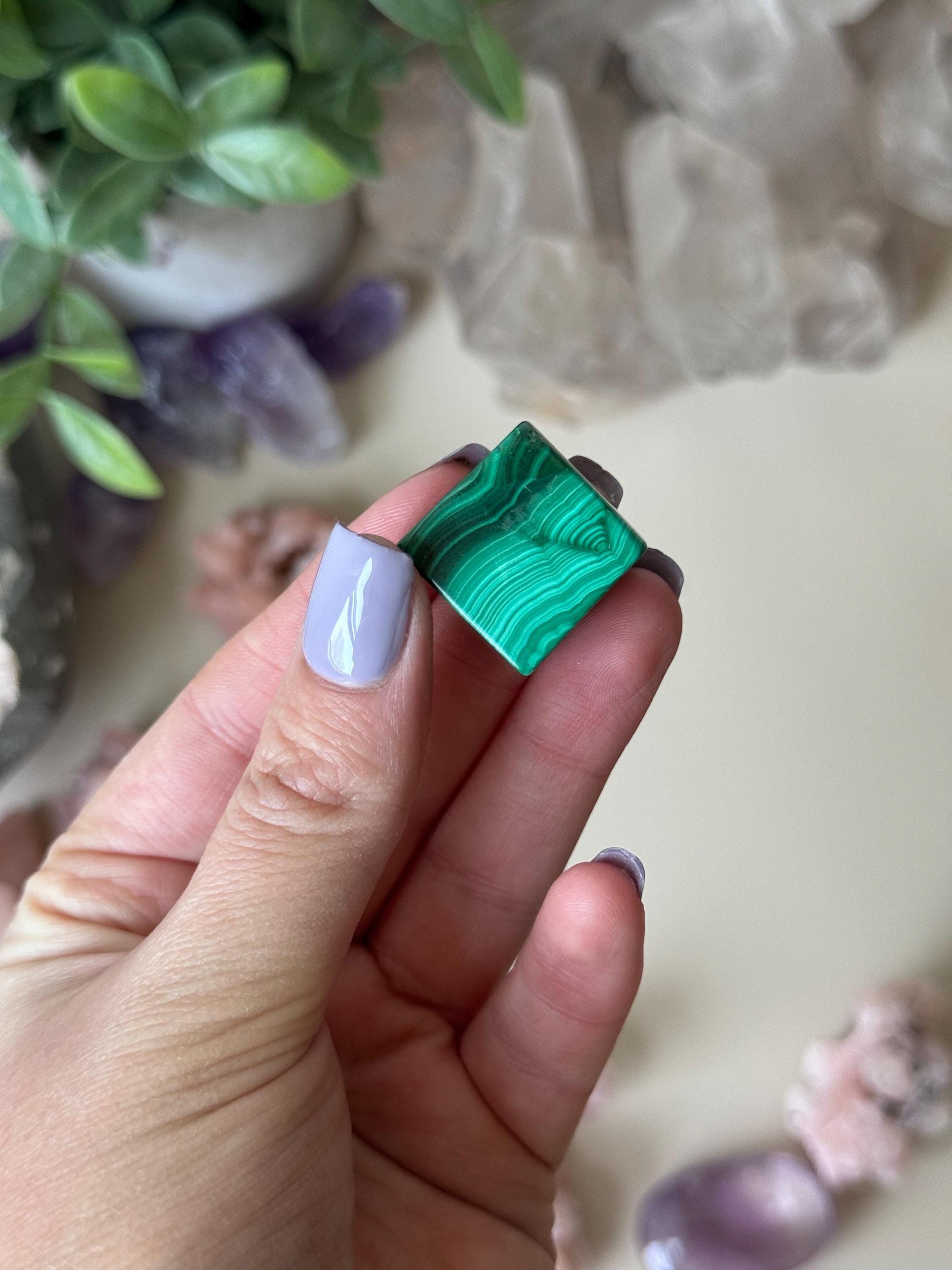 Beautiful Malachite Mini Cube Carving | Imperfect Malachite Block Small