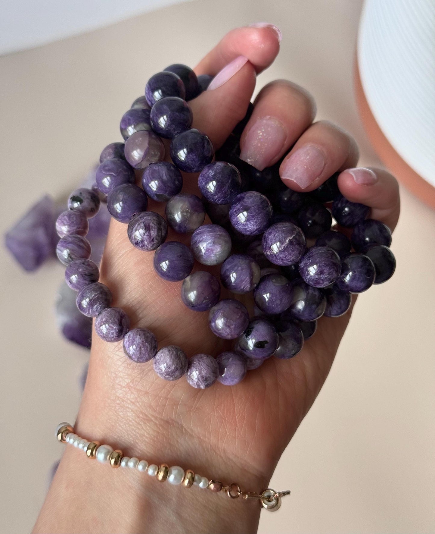 Beautiful Charoite Beaded Bracelets 12mm 10mm 8mm Beaded Charoite