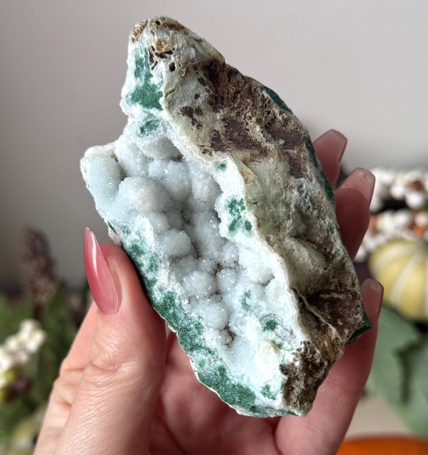Gorgeous Malachite with Druzy Chalcedony & Quartz from Congo | Malachite Chalcedony Quartz