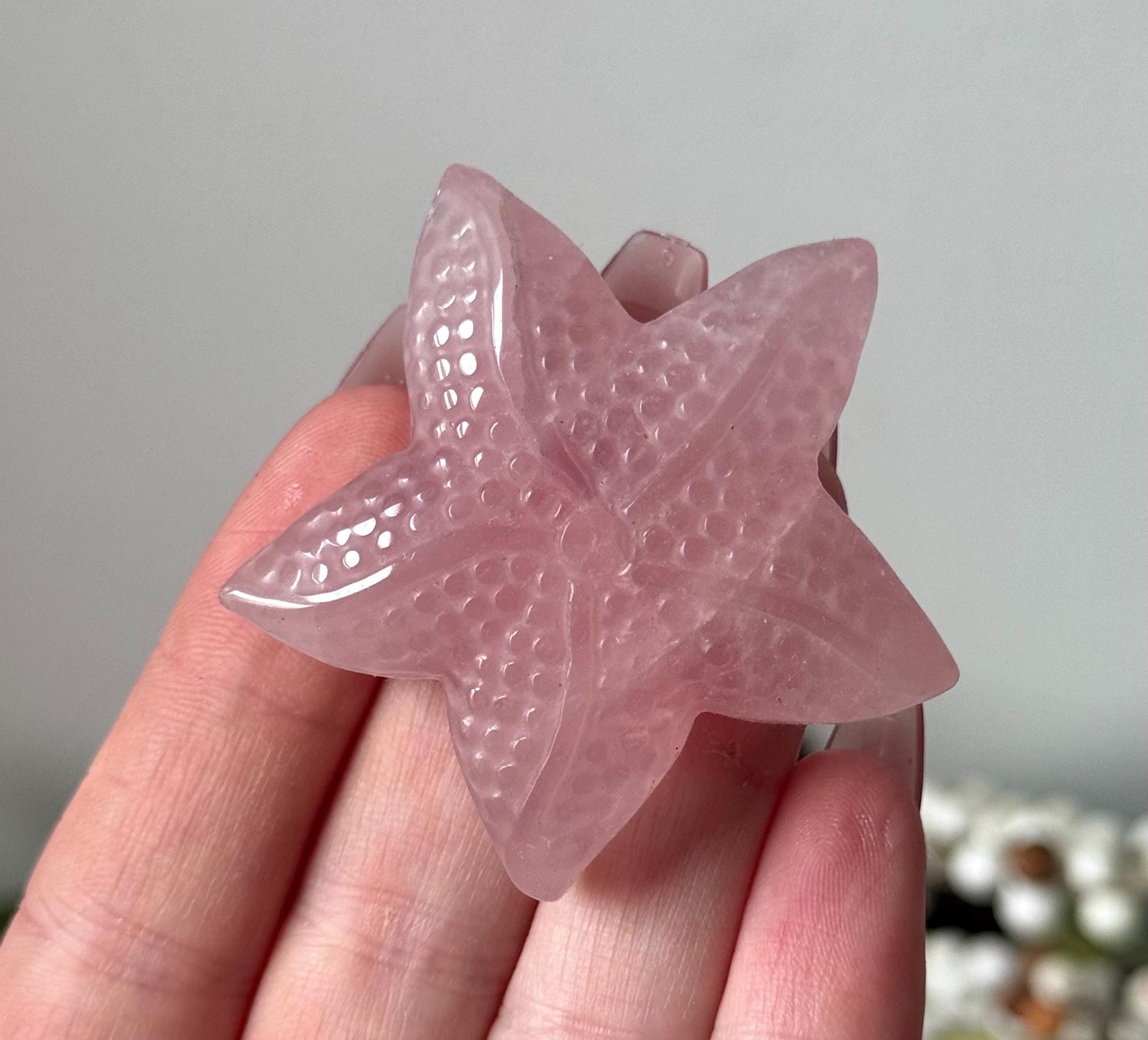 Beautiful Rose Quartz Starfish Carving | Rose Quartz Sea Star