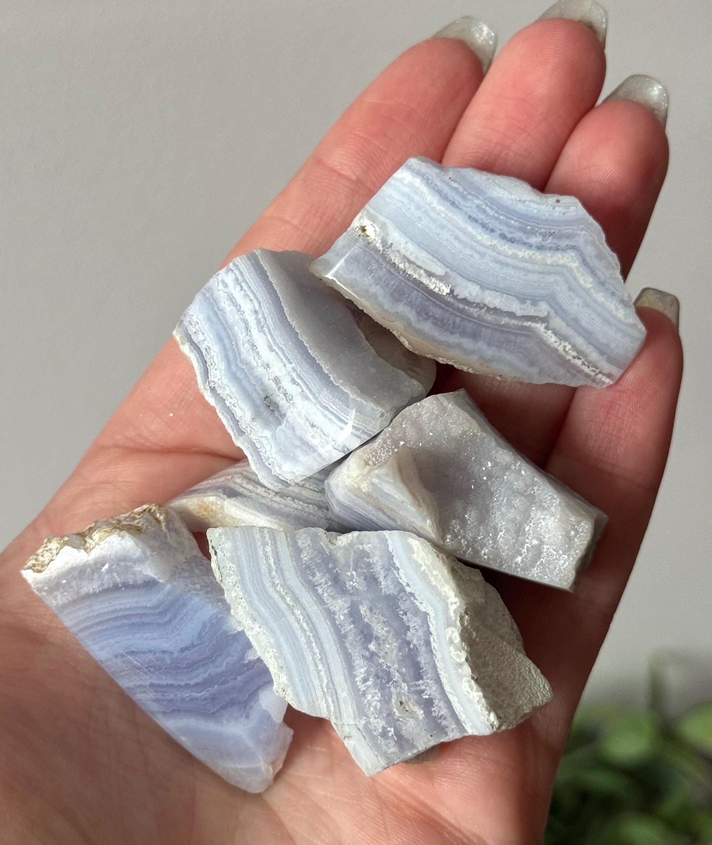 Beautiful Semi-Polished Blue Lace Agate Pieces from Namibia | Part Polished Blue Lace Agate Rough