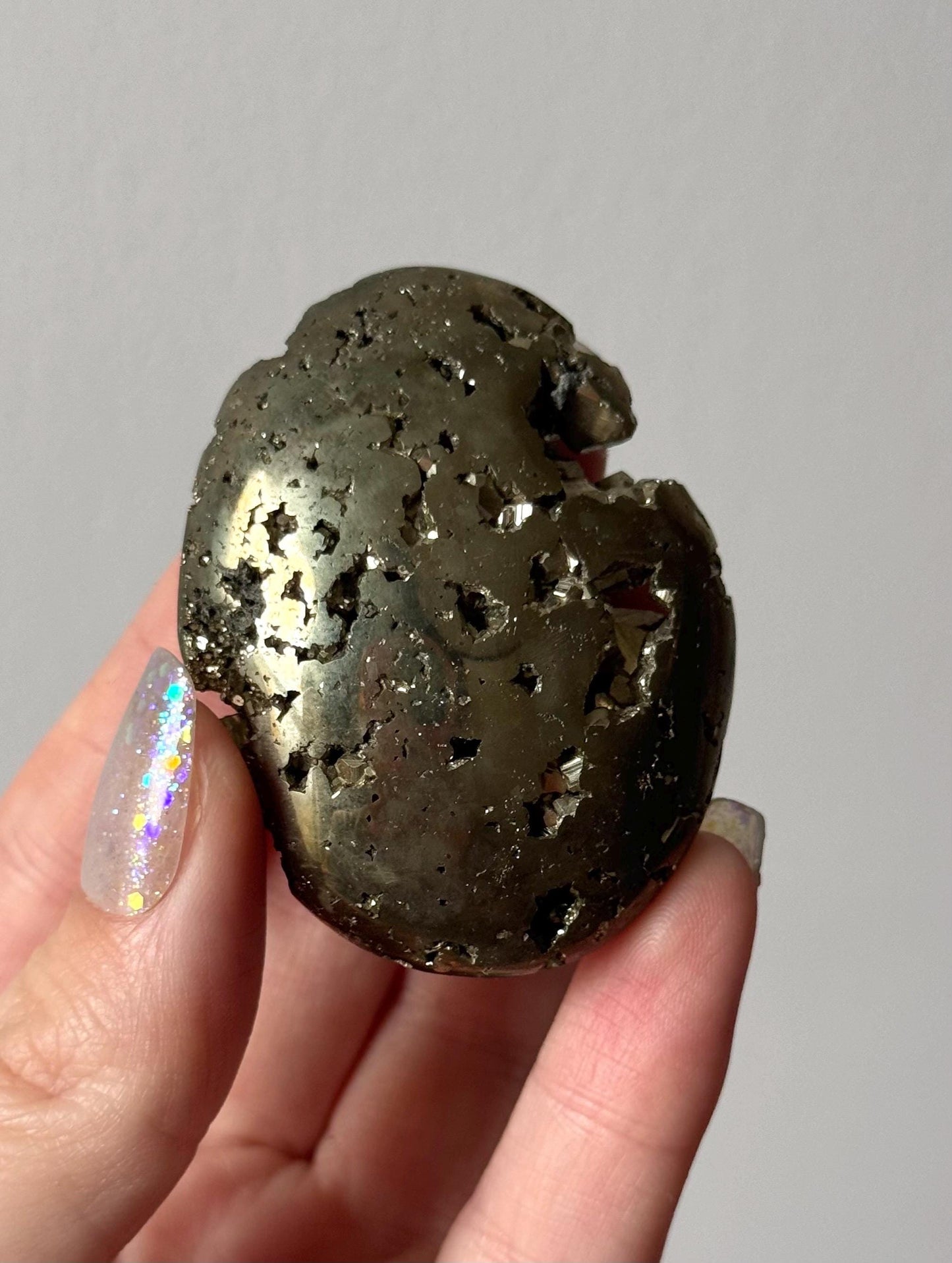 Beautiful Druzy Pyrite Palm Stone from Peru | Pyrite Worry Stone Pocket Stone