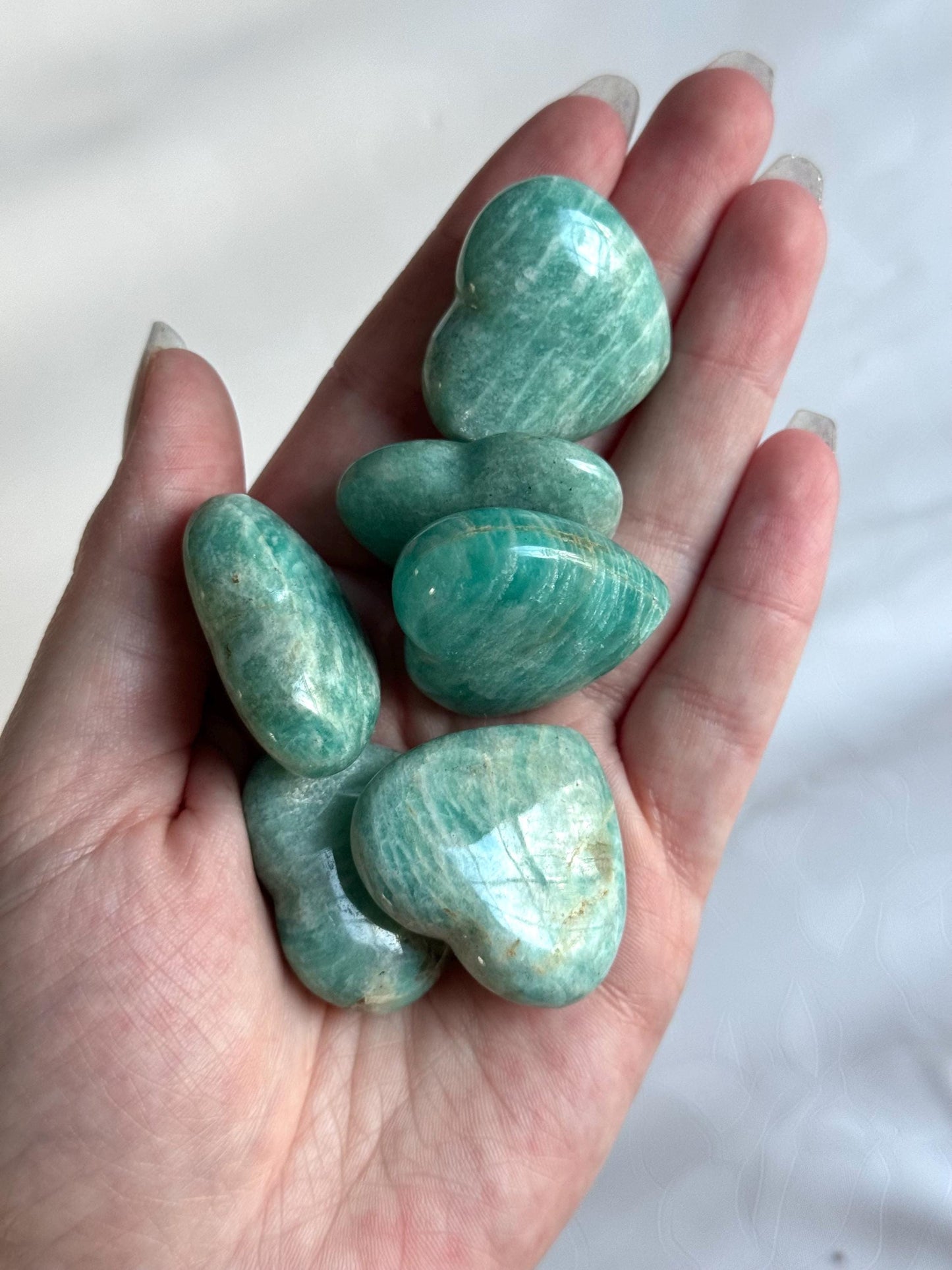 Gorgeous Amazonite Puffy Heart Carvings | Amazonite Hearts Intuitively Chosen