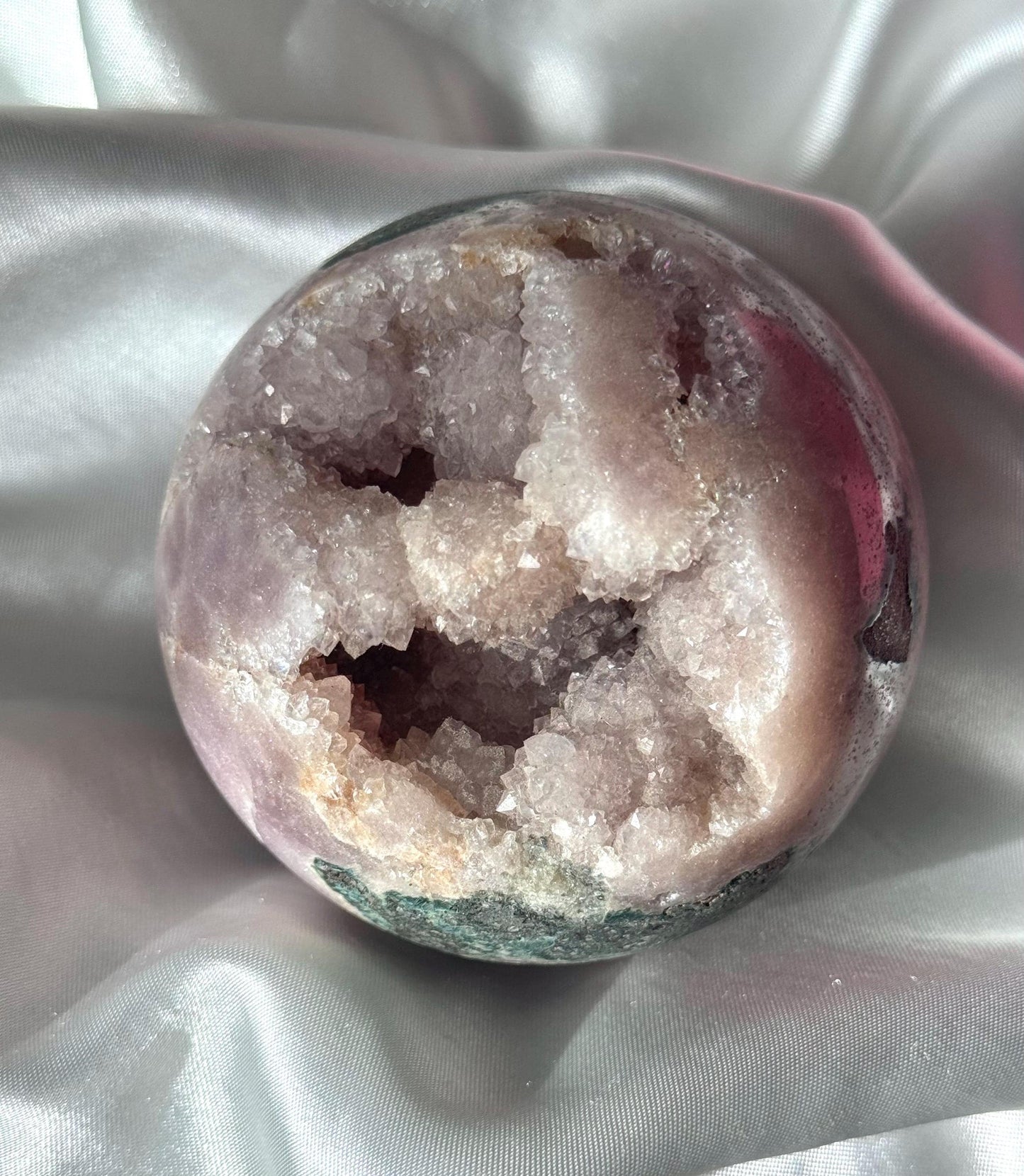 Gorgeous Druzy Pink Amethyst Sphere with Jasper from Brazil | 72mm Pink Amethyst Jasper Crystal Ball