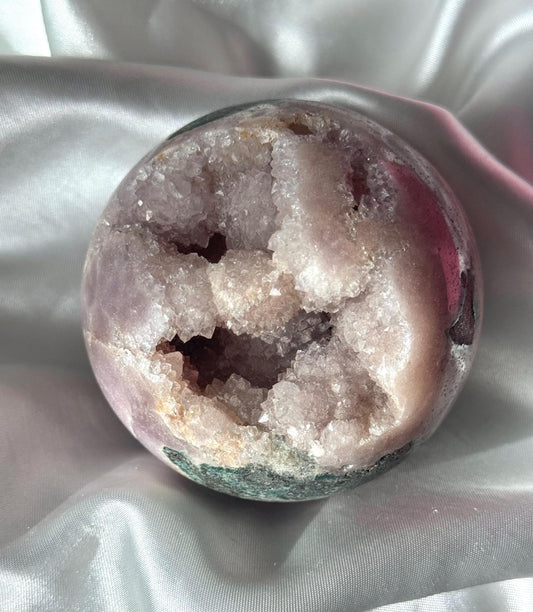 Gorgeous Druzy Pink Amethyst Sphere with Jasper from Brazil | 72mm Pink Amethyst Jasper Crystal Ball