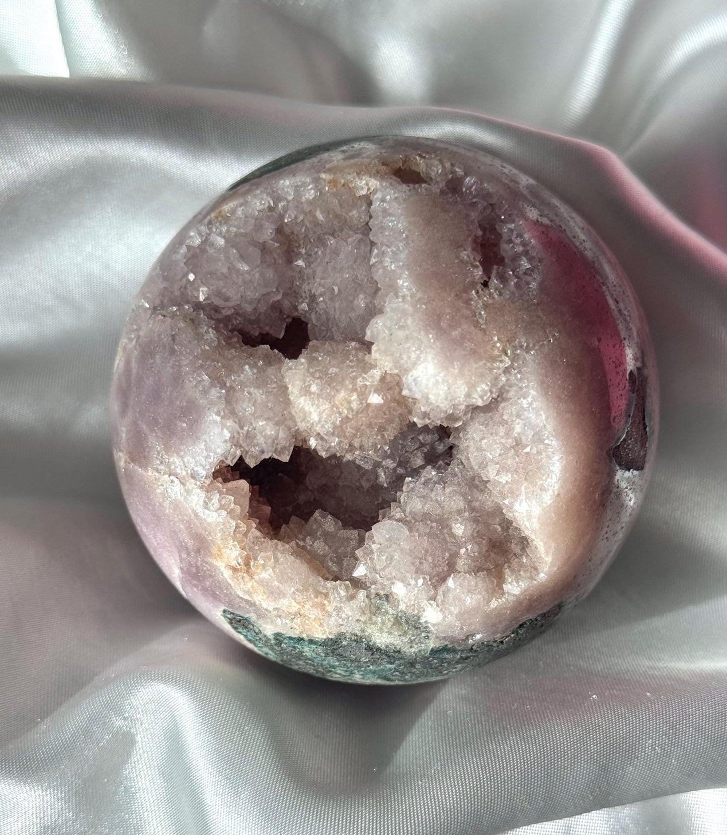 Gorgeous Druzy Pink Amethyst Sphere with Jasper from Brazil | 72mm Pink Amethyst Jasper Crystal Ball