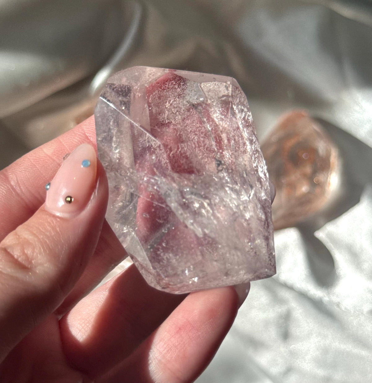 Stunning Pink Lithium Lemurian Freeform from Brazil | Polished Pink Lemurian Carving