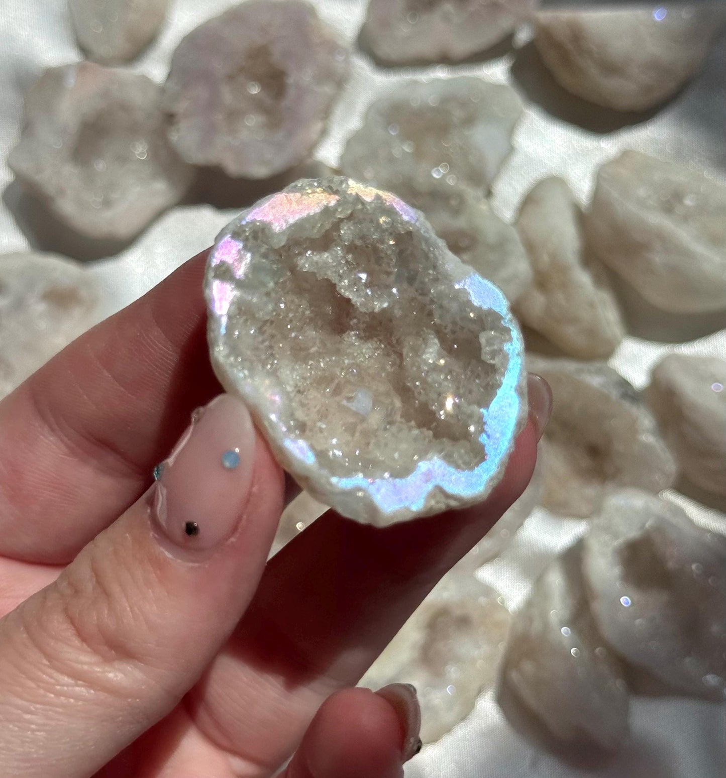 ONE (1) Angel Aura Quartz Geode from Moroccan Quartz Geode Intuitively Chosen