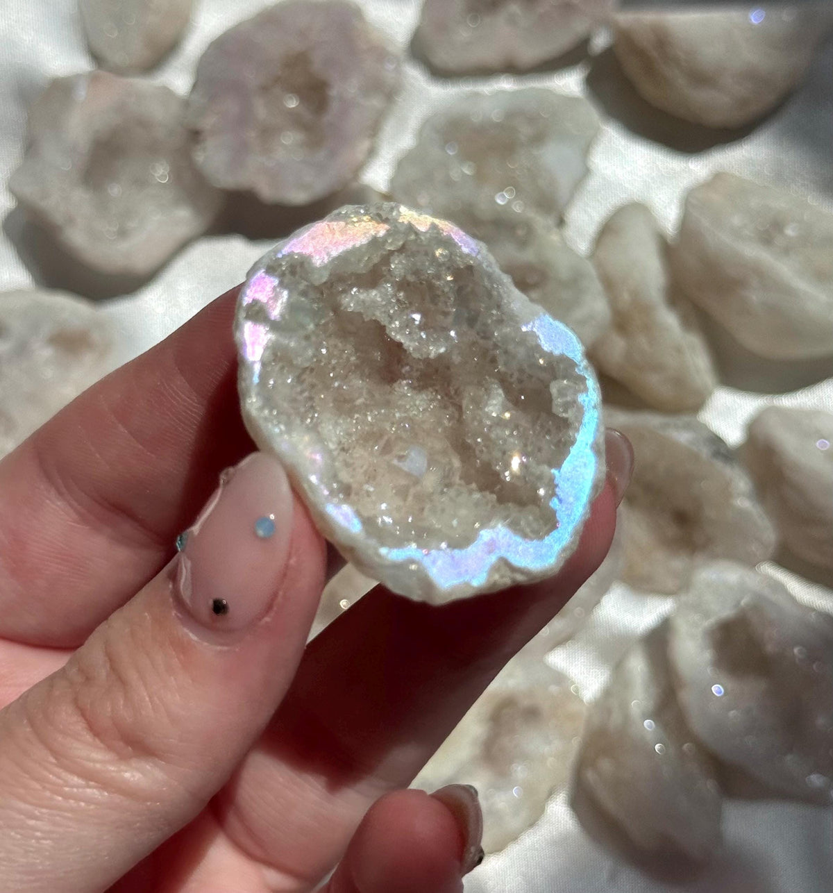 ONE (1) Angel Aura Quartz Geode from Moroccan Quartz Geode Intuitively Chosen