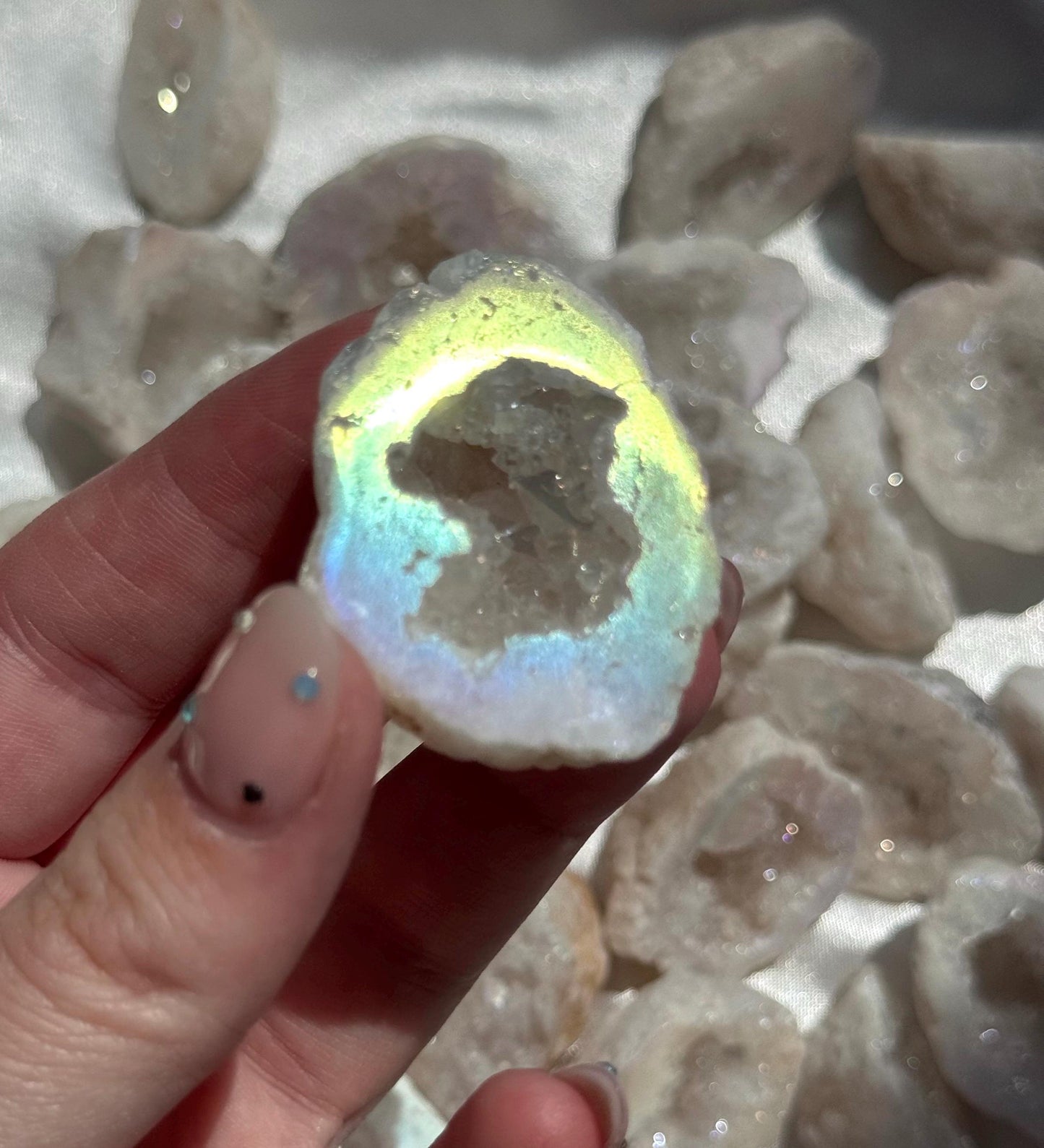 ONE (1) Angel Aura Quartz Geode from Moroccan Quartz Geode Intuitively Chosen