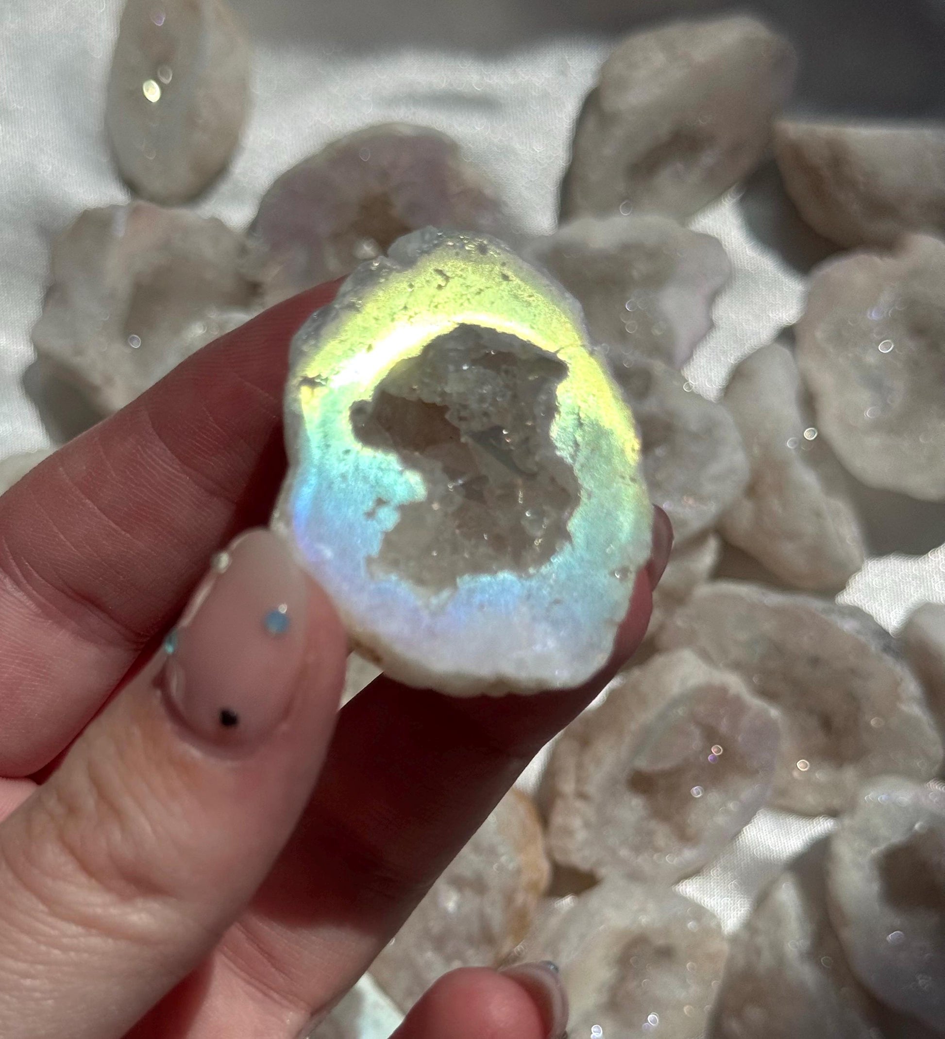 ONE (1) Angel Aura Quartz Geode from Moroccan Quartz Geode Intuitively Chosen