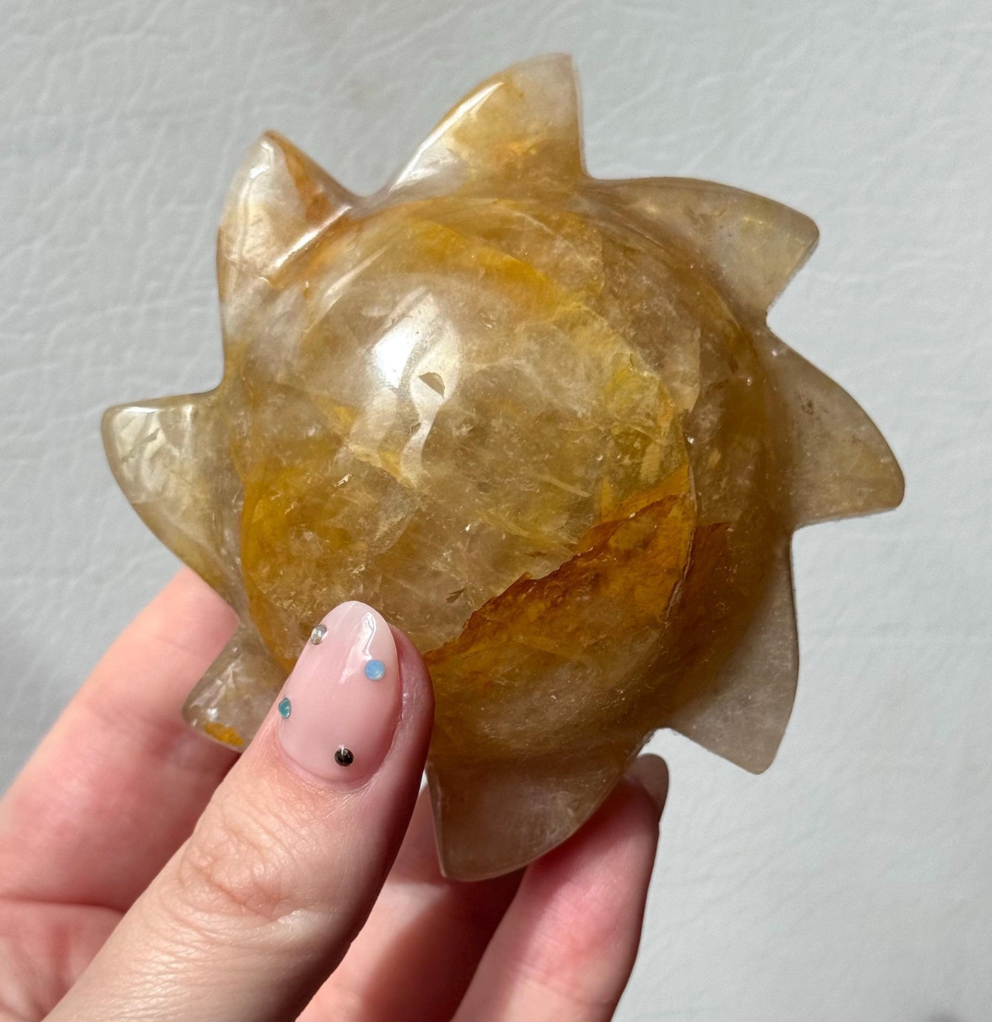 Gorgeous Golden Healer Sun Carving from Brazil | Hand Carved Golden Healer Sun