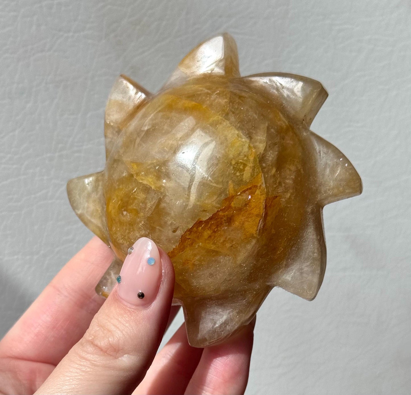 Gorgeous Golden Healer Sun Carving from Brazil | Hand Carved Golden Healer Sun
