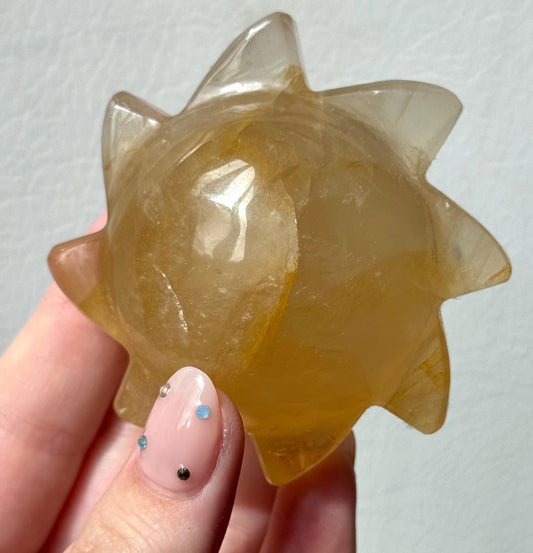 Gorgeous Golden Healer Sun Carving from Brazil | Hand Carved Golden Healer Sun