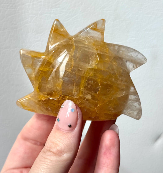 Gorgeous Golden Healer Sun Cut Base Carving | Hematite Sun | Cut Base Sun Carving from Brazil