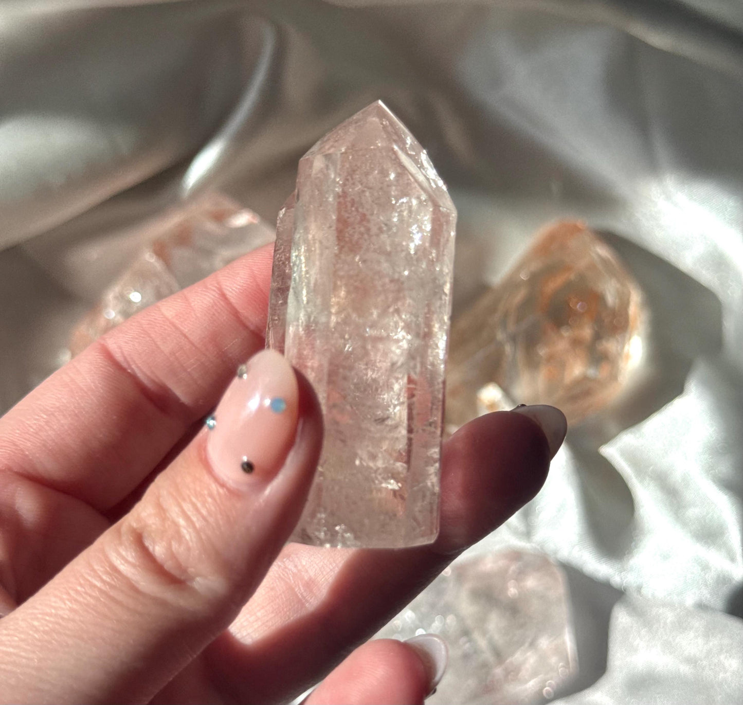 Stunning Pink Lithium Lemurian Twin Points from Brazil | Polished Pink Lemurian Double Pointed Tower