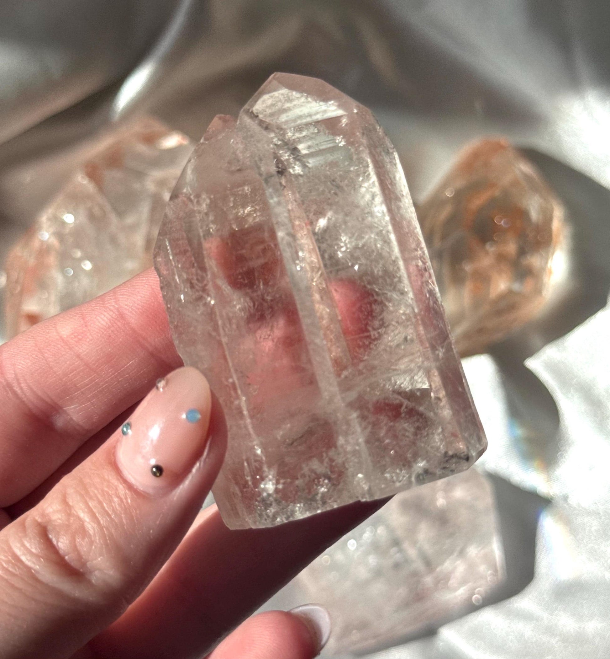 Stunning Pink Lithium Lemurian Twin Points from Brazil | Polished Pink Lemurian Double Pointed Tower