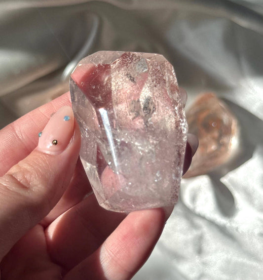 Stunning Pink Lithium Lemurian Freeform from Brazil | Polished Pink Lemurian Carving