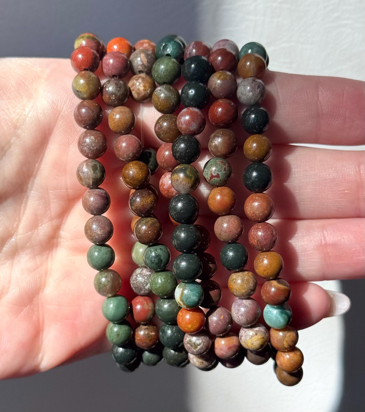 Beautiful Polychrome Jasper Beaded Bracelet | One (1) 6mm Polychrome Jasper