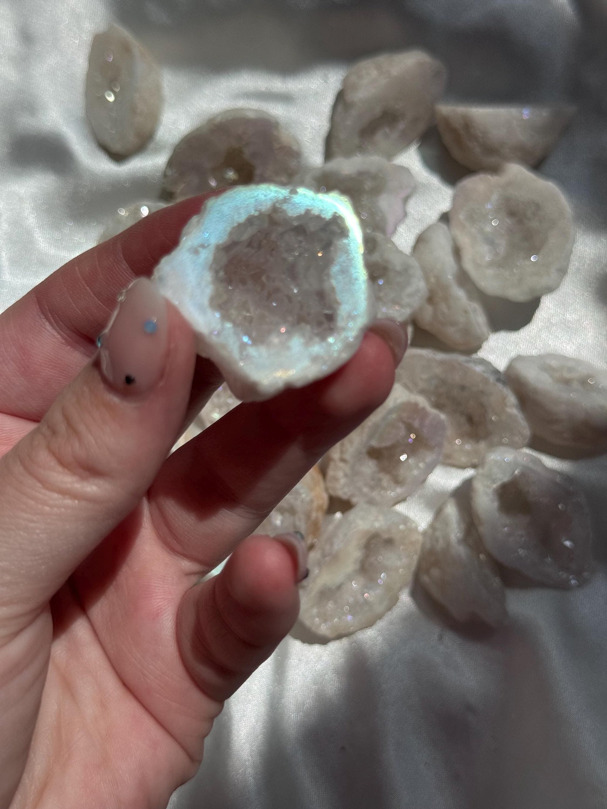 ONE (1) Angel Aura Quartz Geode from Moroccan Quartz Geode Intuitively Chosen