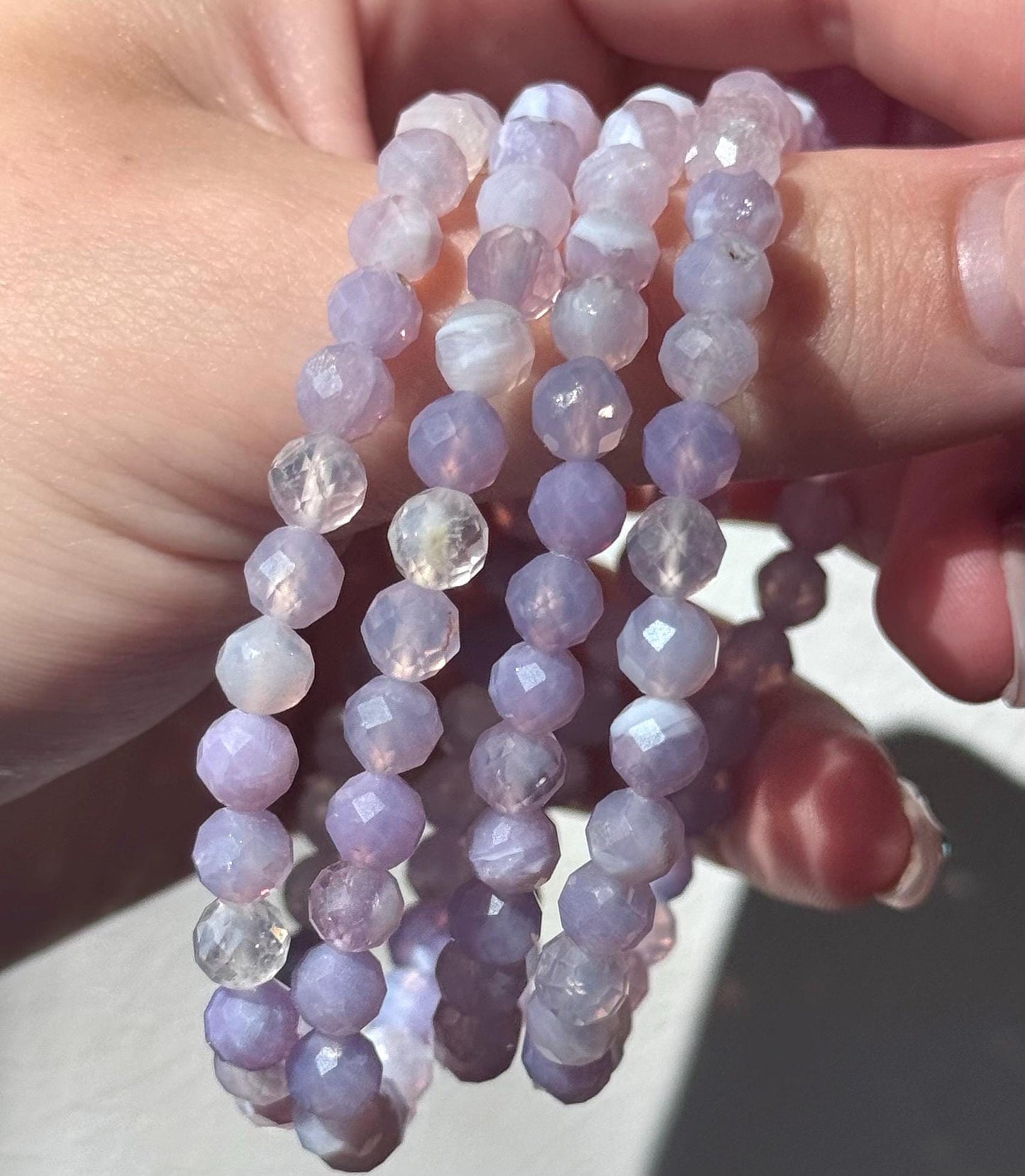 Stunning Lavender Moon Quartz Bracelet | Faceted 6mm Lavender Moon Quartz Bracelet
