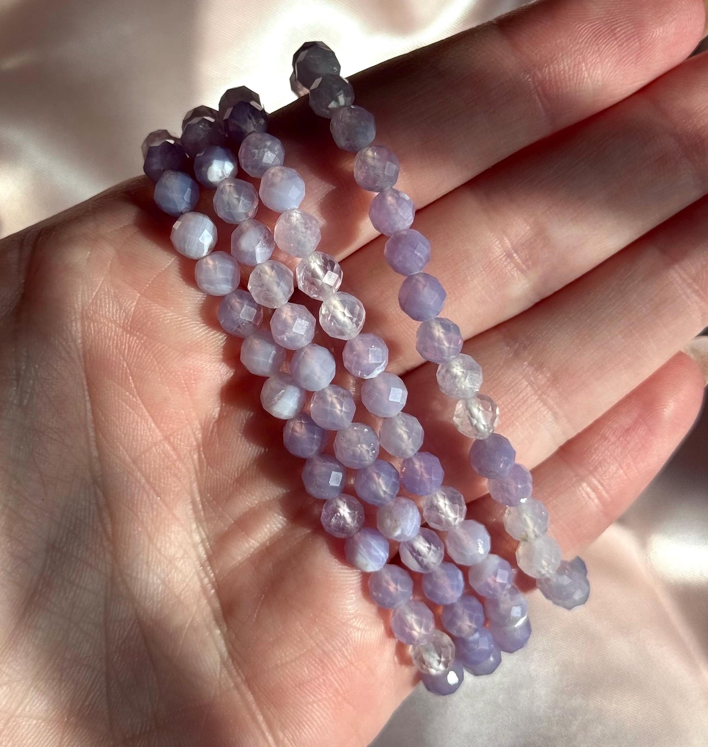 Stunning Lavender Moon Quartz Bracelet | Faceted 6mm Lavender Moon Quartz Bracelet