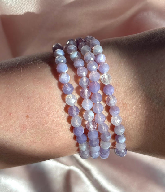 Stunning Lavender Moon Quartz Bracelet | Faceted 6mm Lavender Moon Quartz Bracelet
