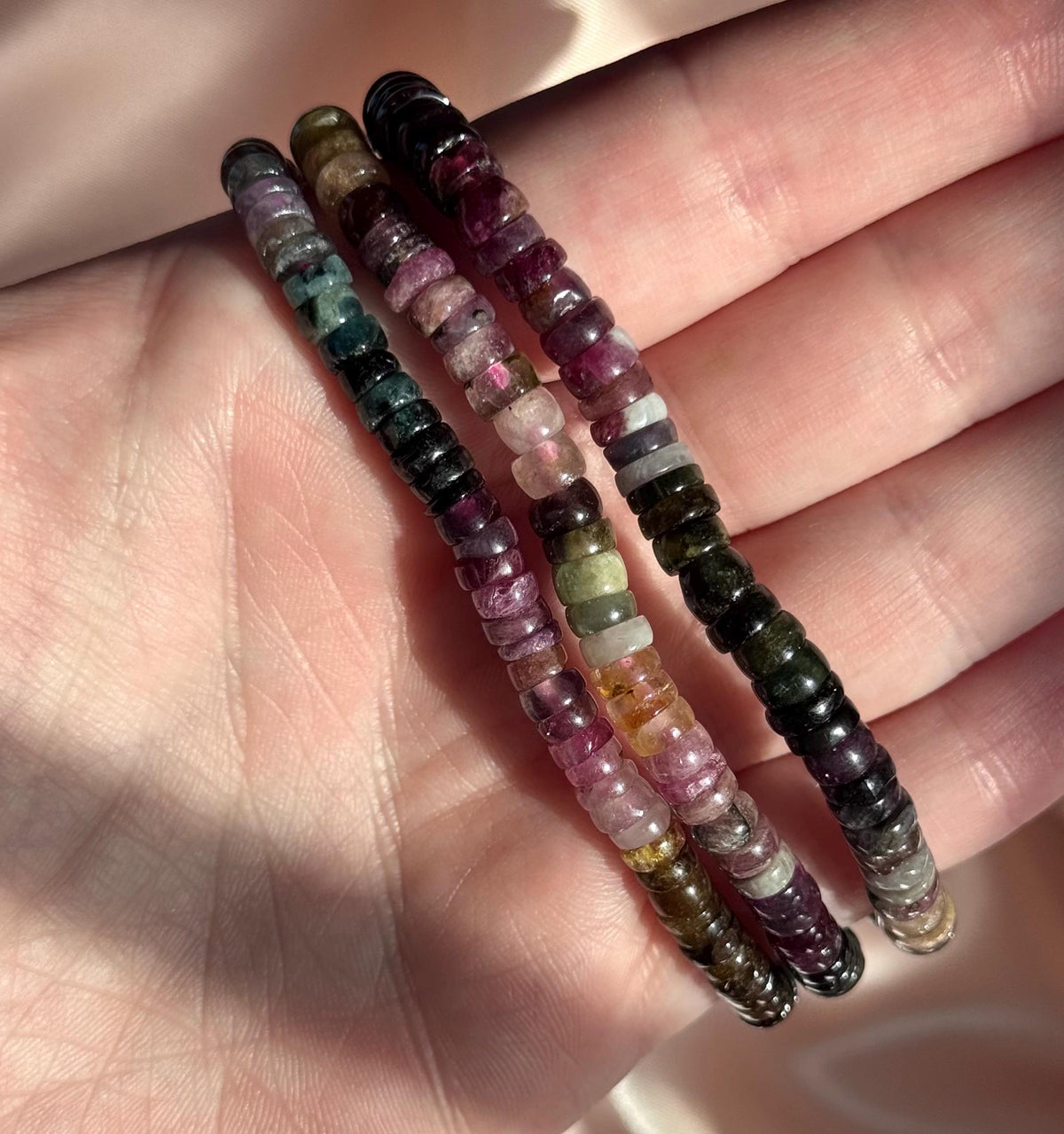 Stunning Watermelon Tourmaline Beaded Bracelets | Rainbow Tourmaline Bracelet
