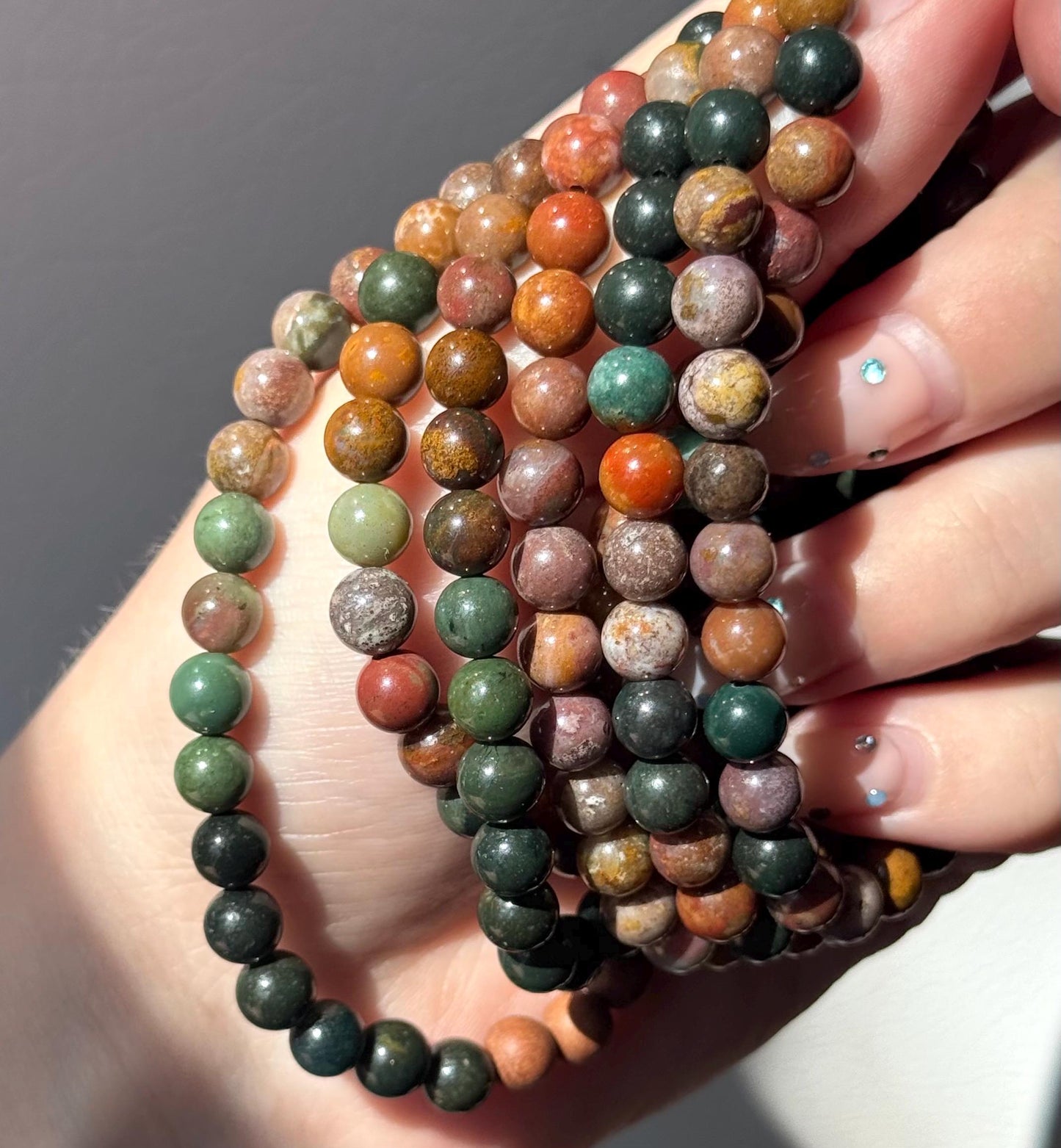 Beautiful Polychrome Jasper Beaded Bracelet | One (1) 6mm Polychrome Jasper