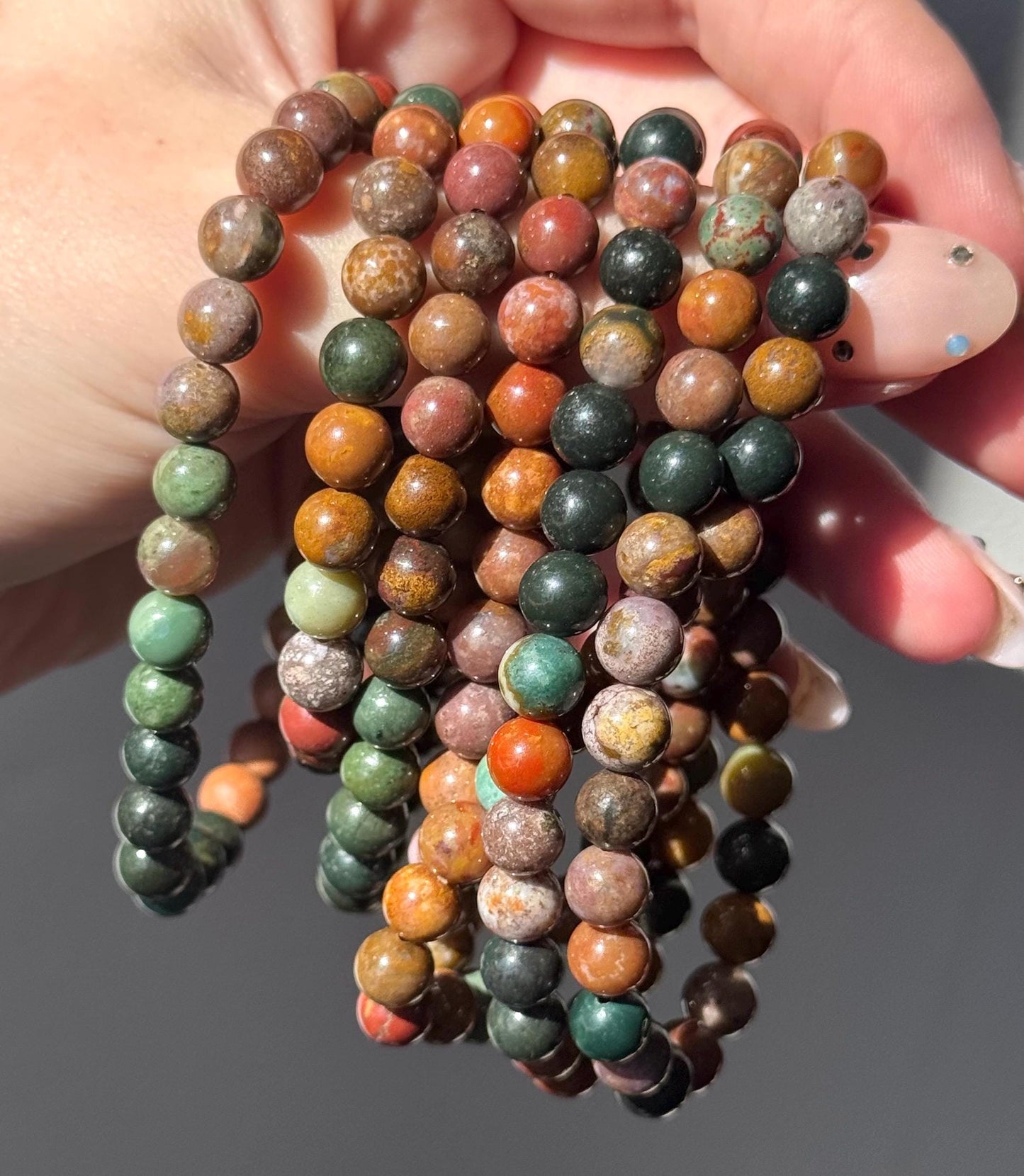 Beautiful Polychrome Jasper Beaded Bracelet | One (1) 6mm Polychrome Jasper