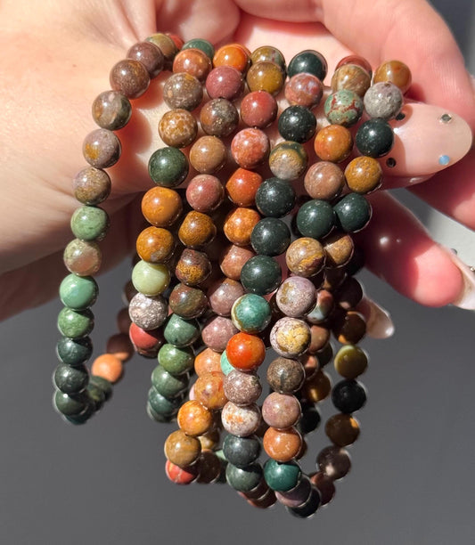 Beautiful Polychrome Jasper Beaded Bracelet | One (1) 6mm Polychrome Jasper