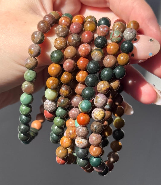 Beautiful Polychrome Jasper Beaded Bracelet | One (1) 6mm Polychrome Jasper