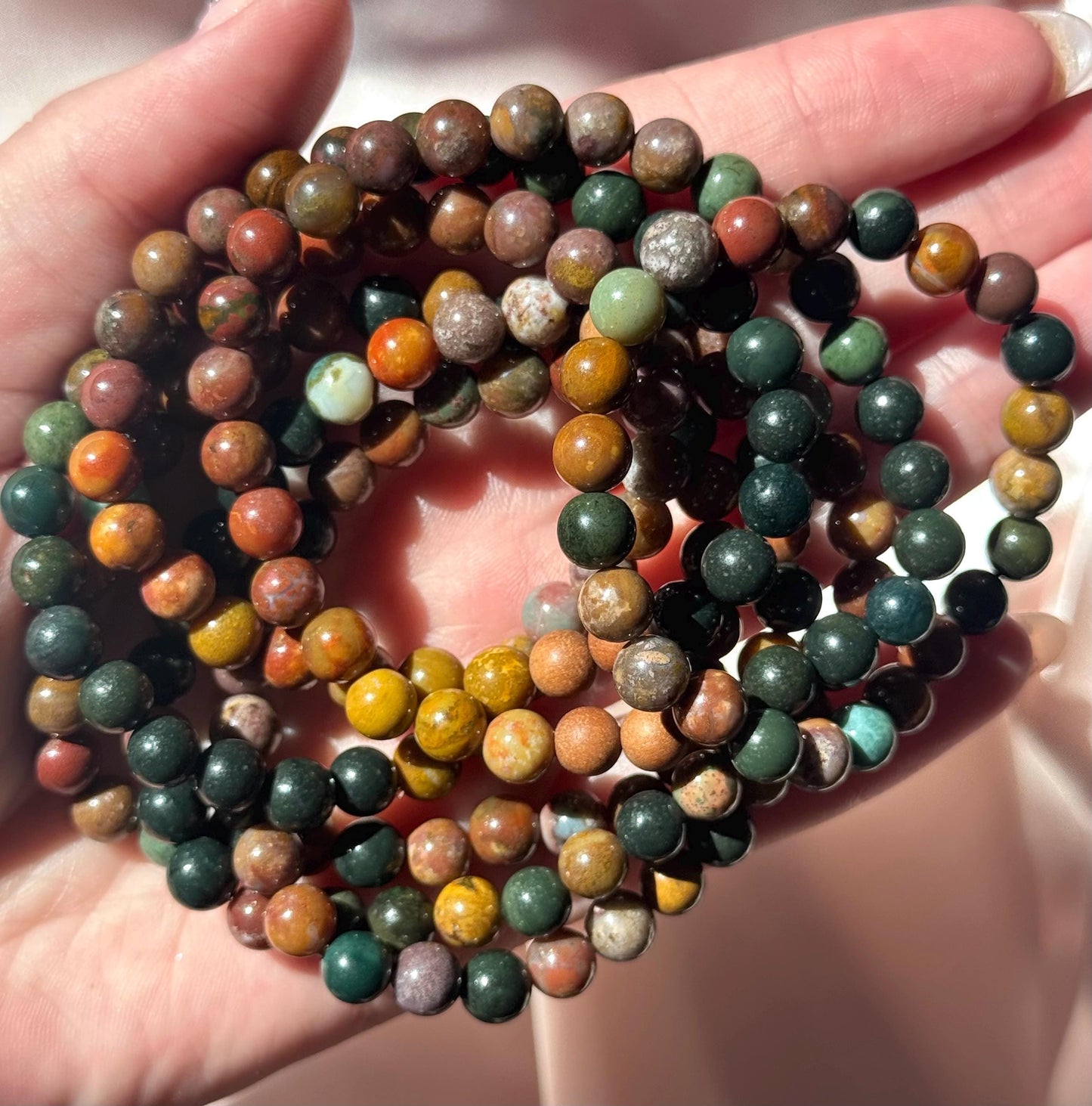 Beautiful Polychrome Jasper Beaded Bracelet | One (1) 6mm Polychrome Jasper