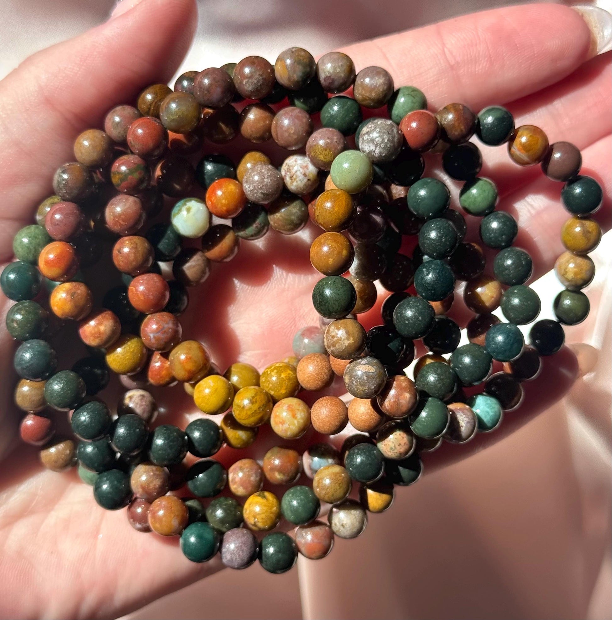 Beautiful Polychrome Jasper Beaded Bracelet | One (1) 6mm Polychrome Jasper